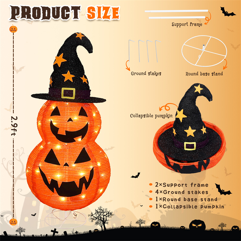 2.9FT Halloween Collapsible Pumpkin Decoration