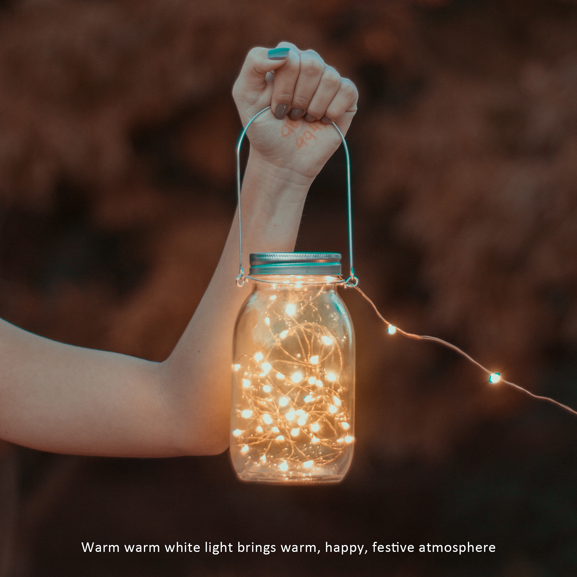 Copper Wire Twinkle Solar String Lights