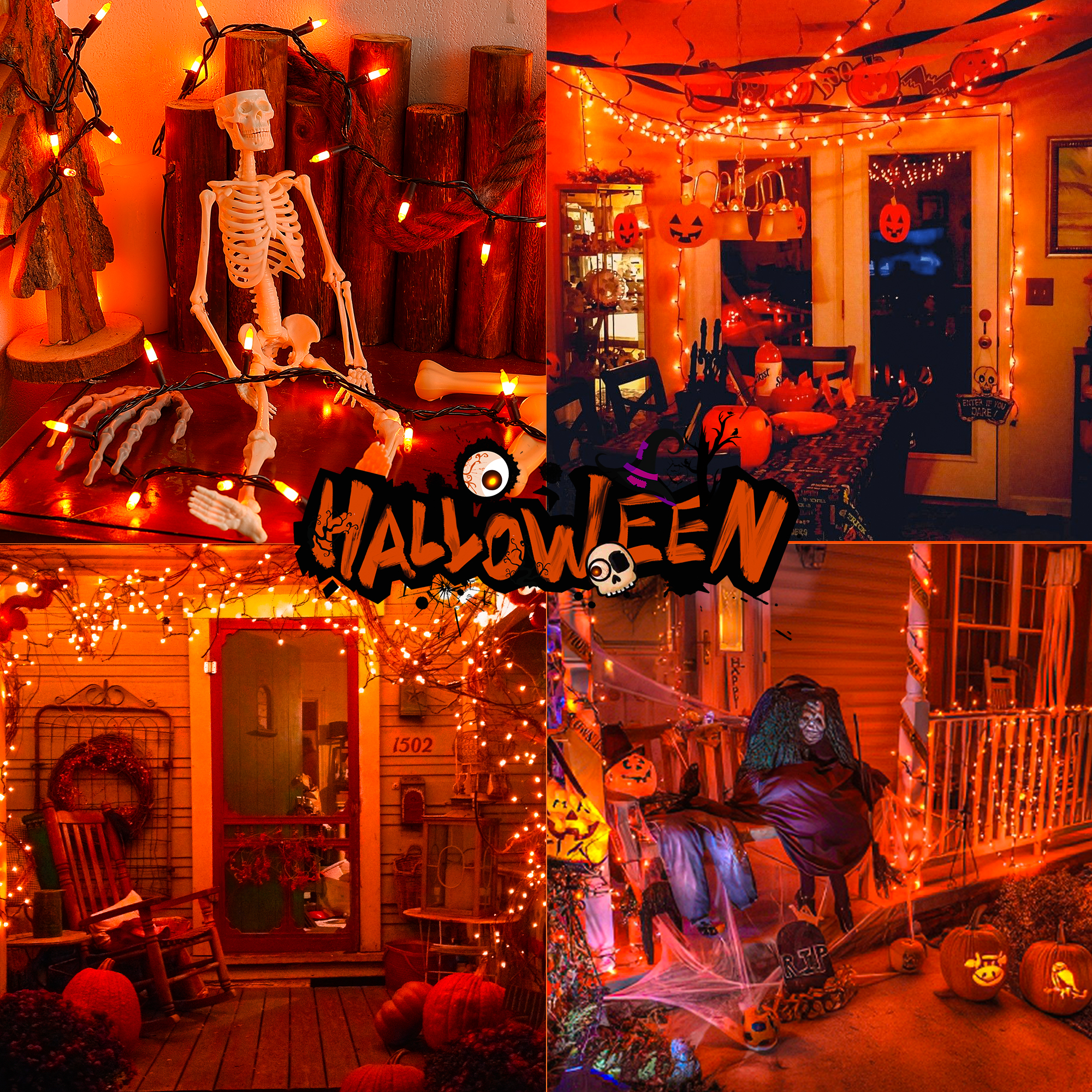 Black Wire Orange Halloween Light