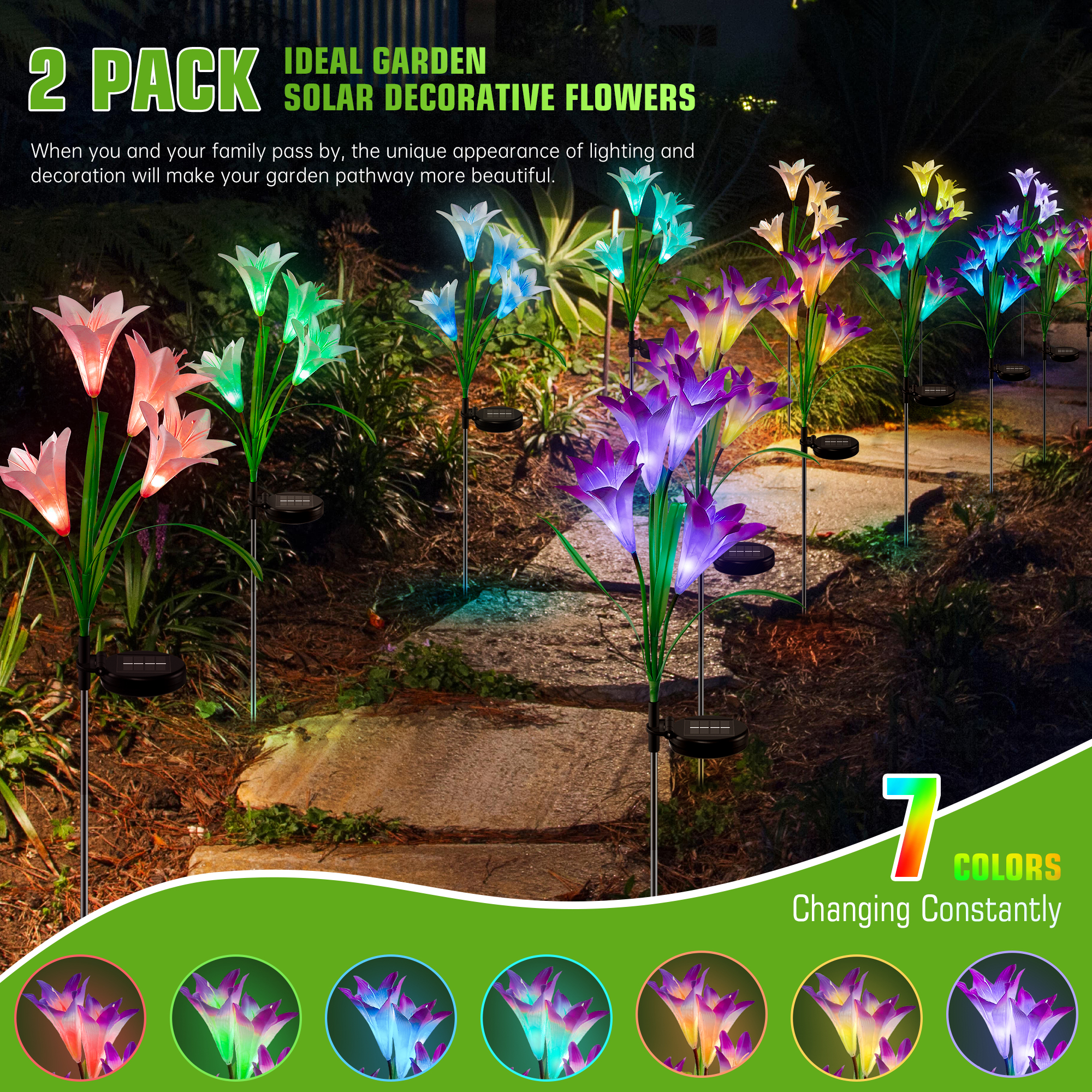 8 Lily Flower Solar Garden Lights