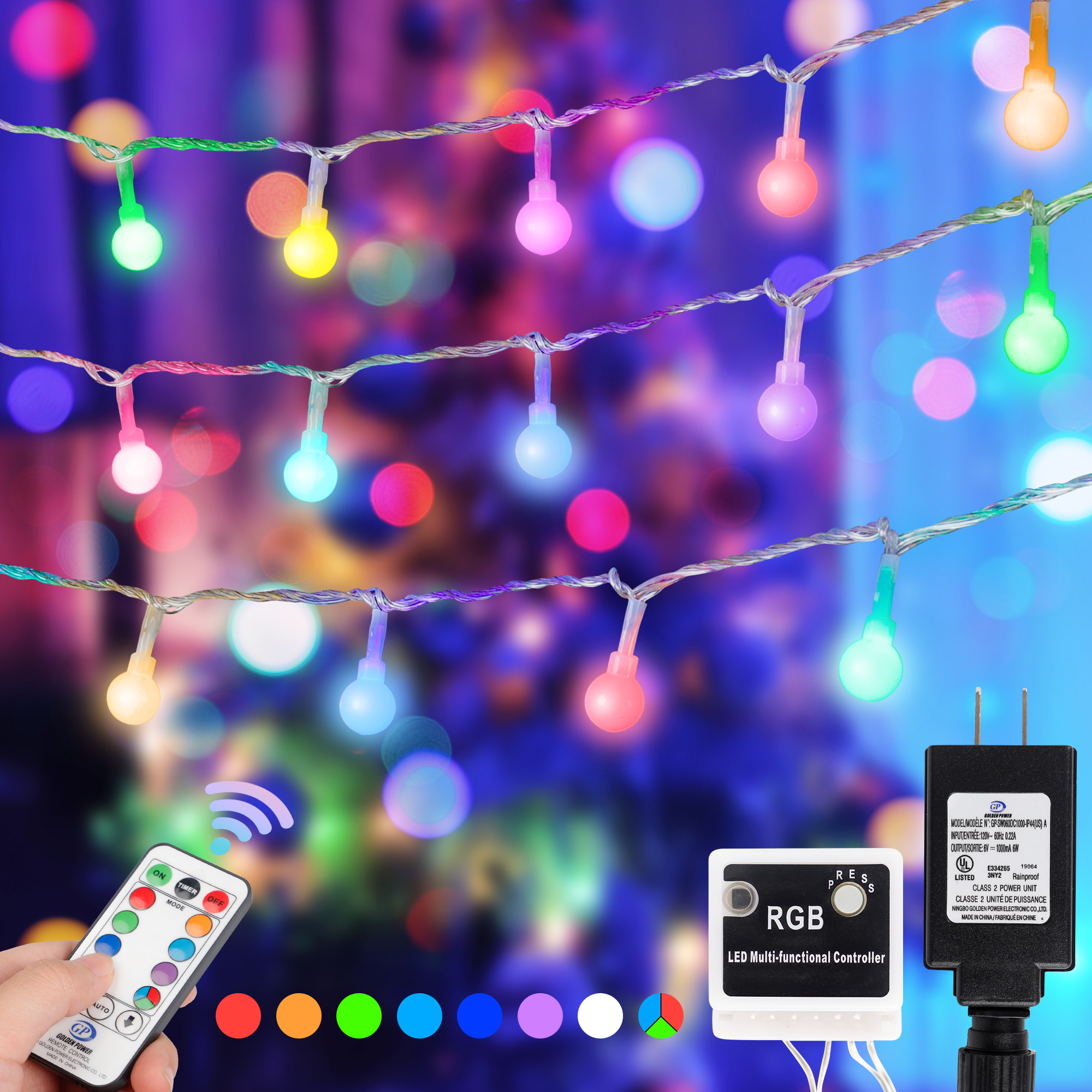 Multicolor Globe String Lights with Remote Timer