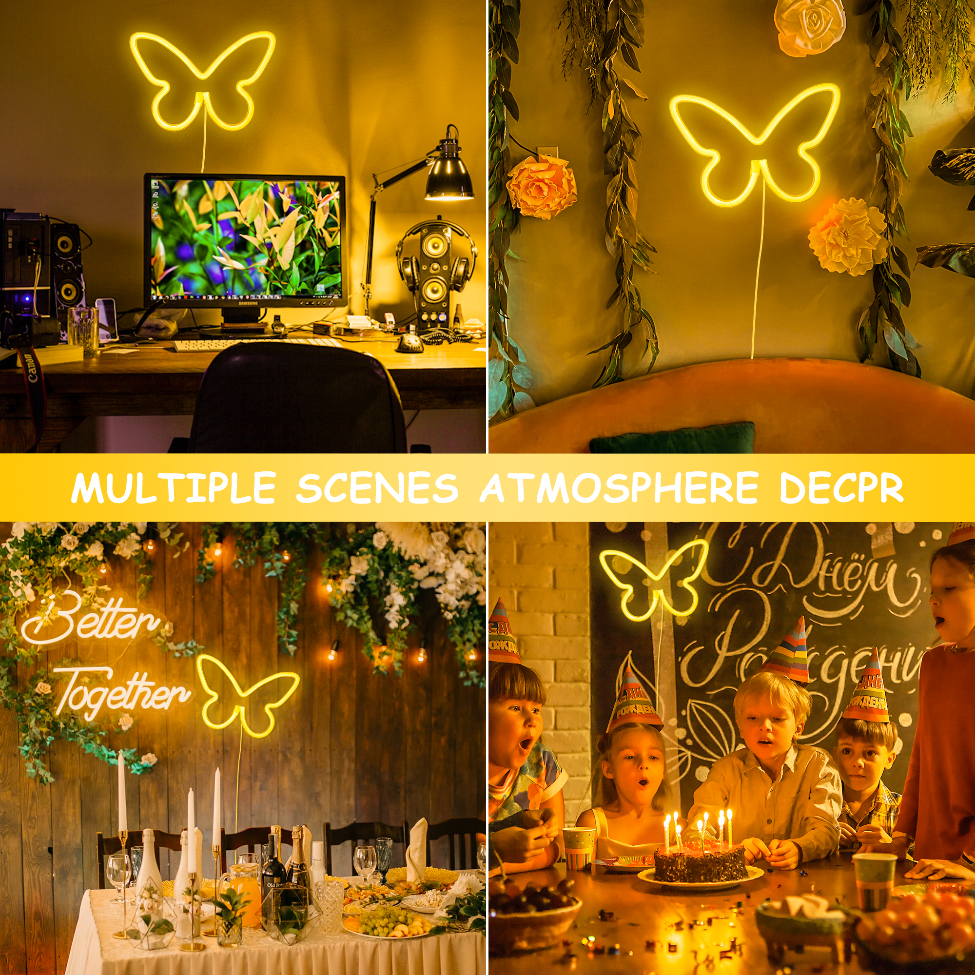 Cute LED Butterfly Neon Light Signs 
