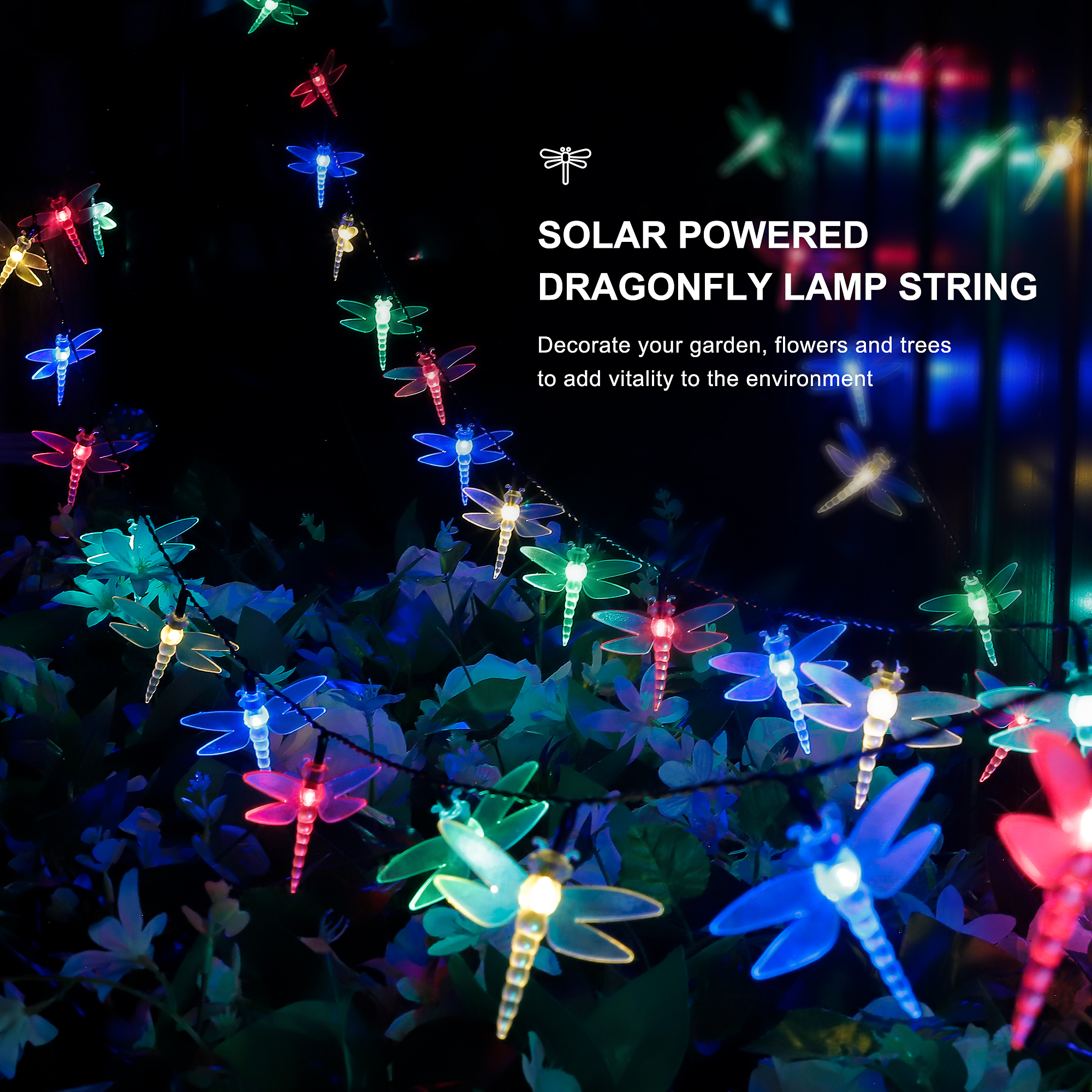 30LED Garden Solar Dragonfly String Light