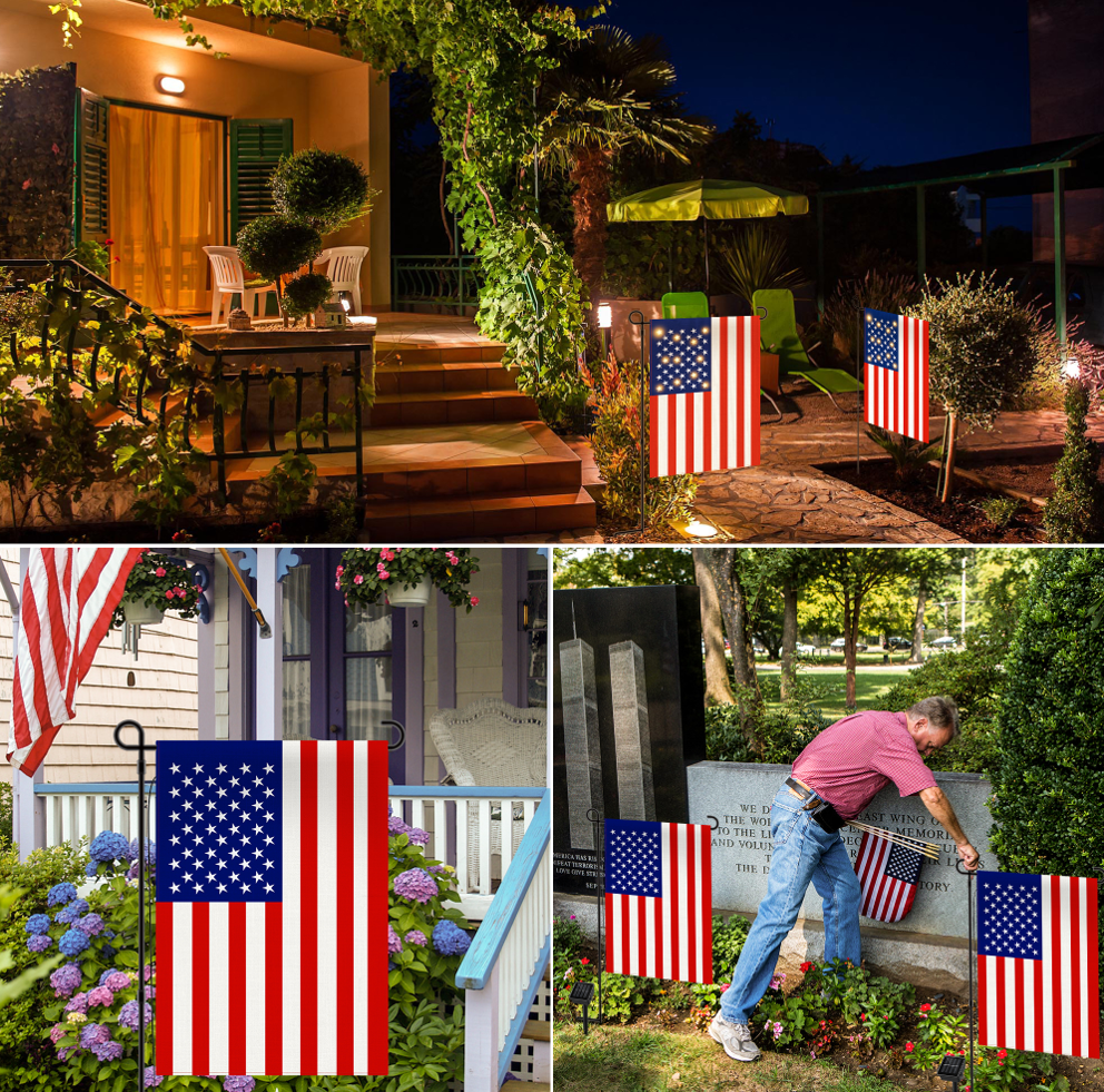 Solar Panel Americian Garden Flag