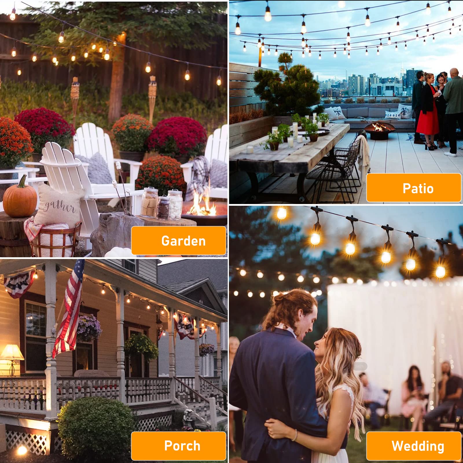 16 Pcs Shatterproof Hanging Patio Lights
