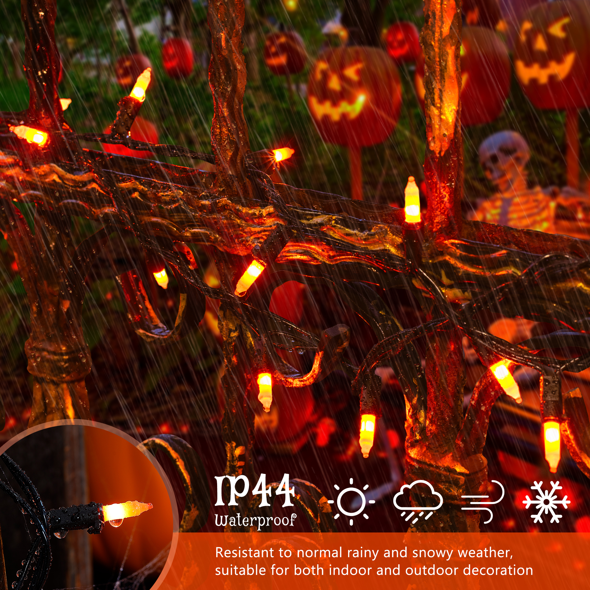Black Wire Orange Halloween Light