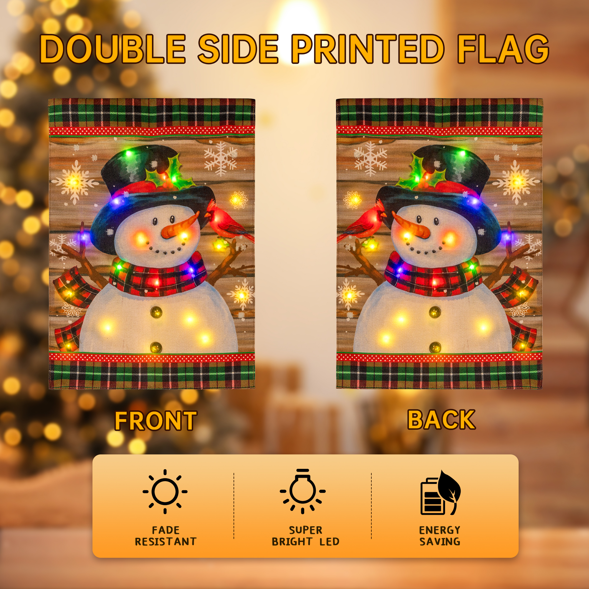 LED Christmas Snowman Garden Flag