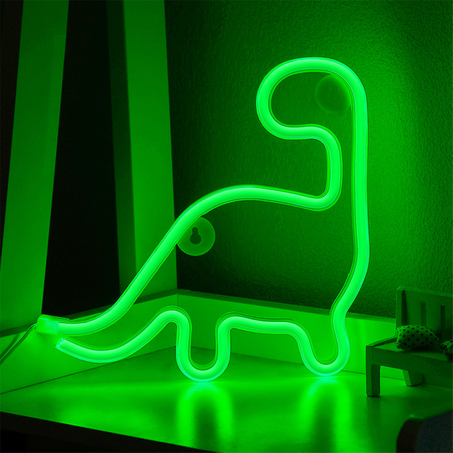 USB Or 3-AA Battery Dinosaur Neon Sign