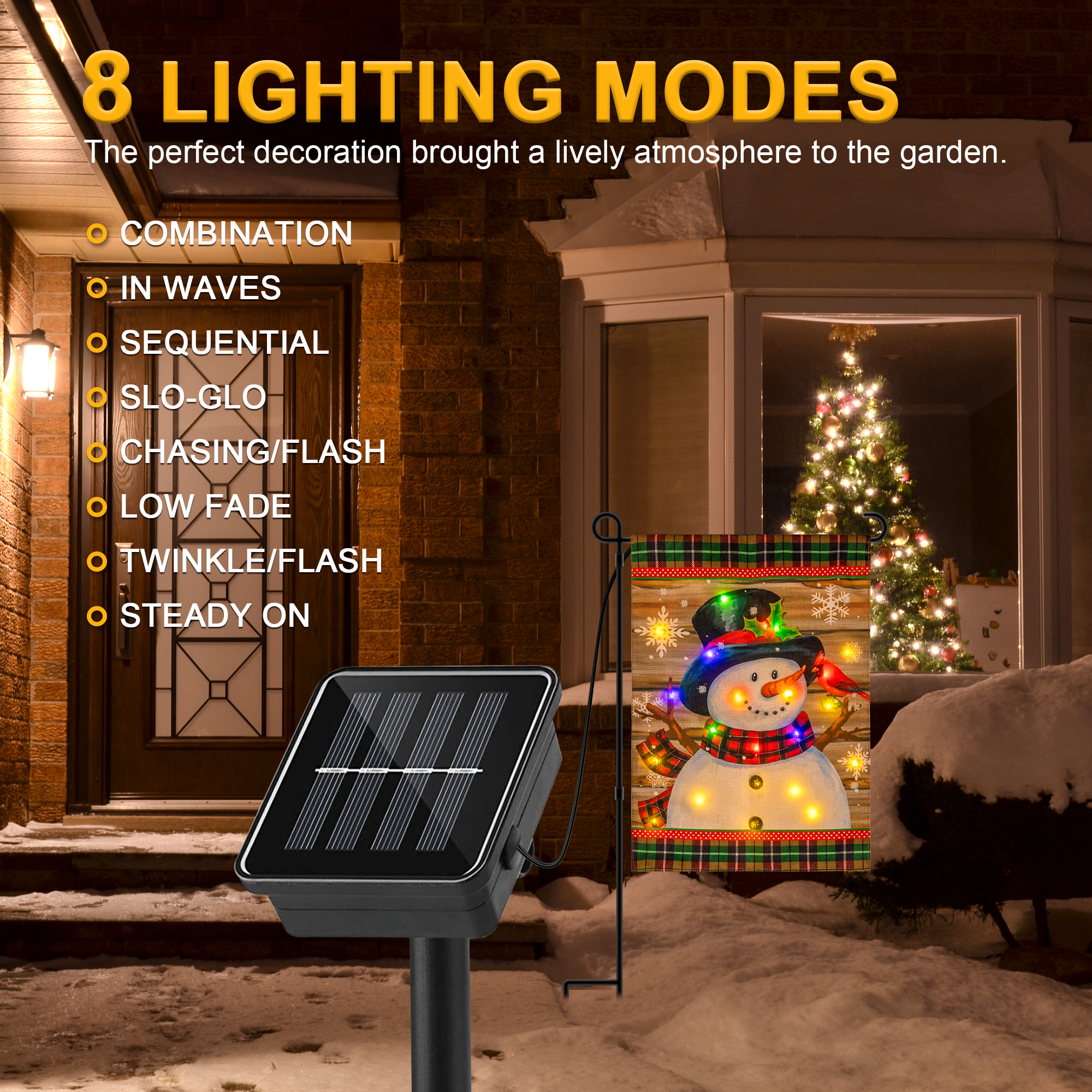 LED Christmas Snowman Garden Flag