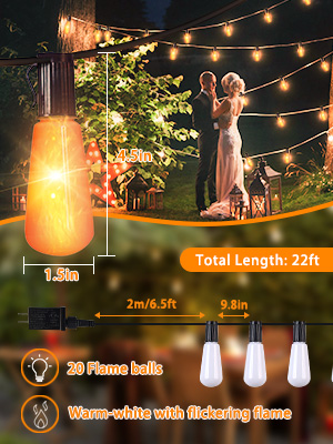 22Ft 20LED Flickering Flame String Lights