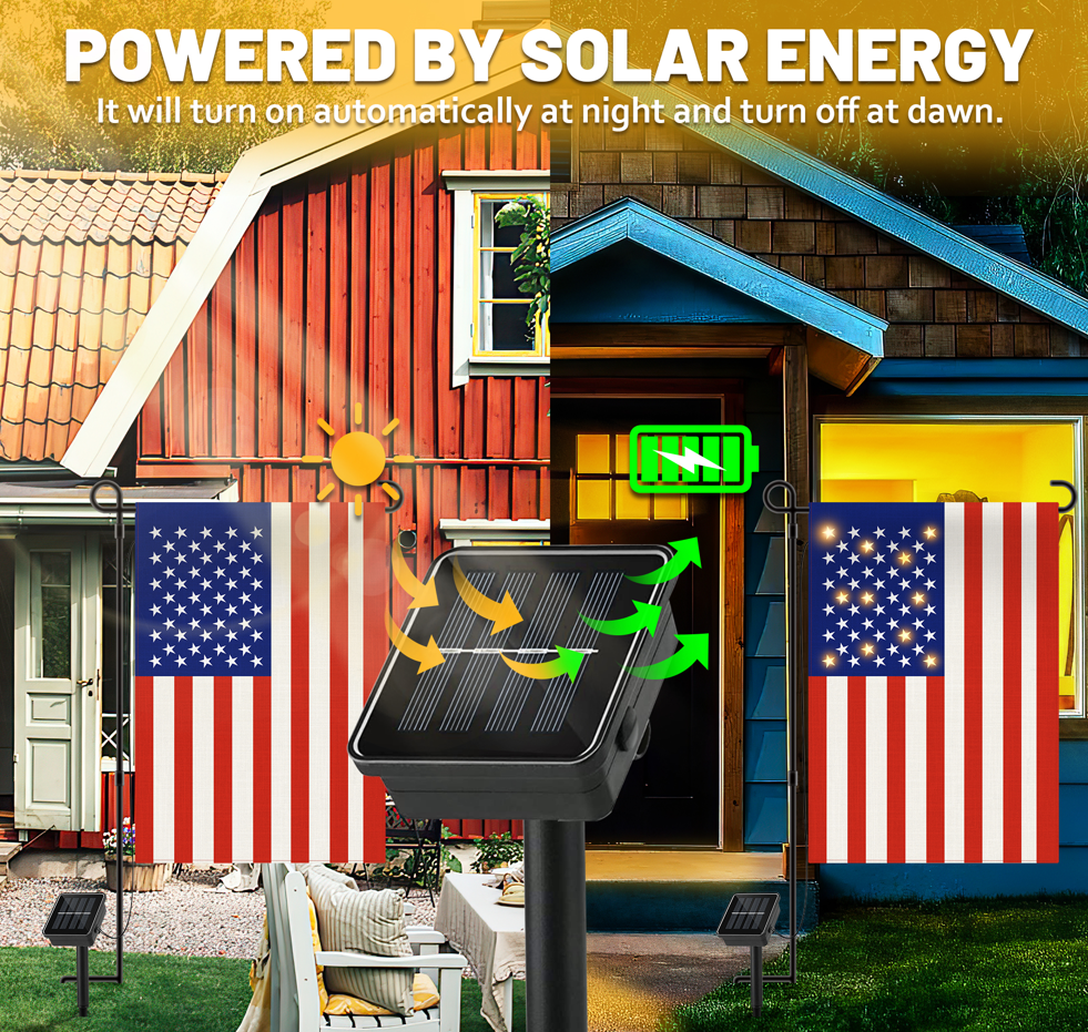 Solar Panel Americian Garden Flag
