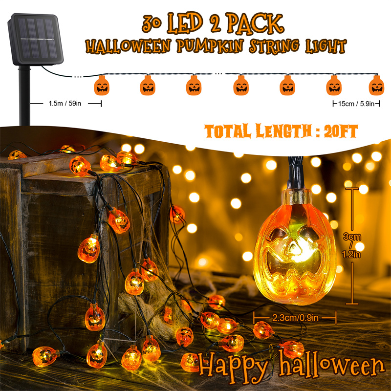 20LED Halloween Solar Pumpkin String Lights