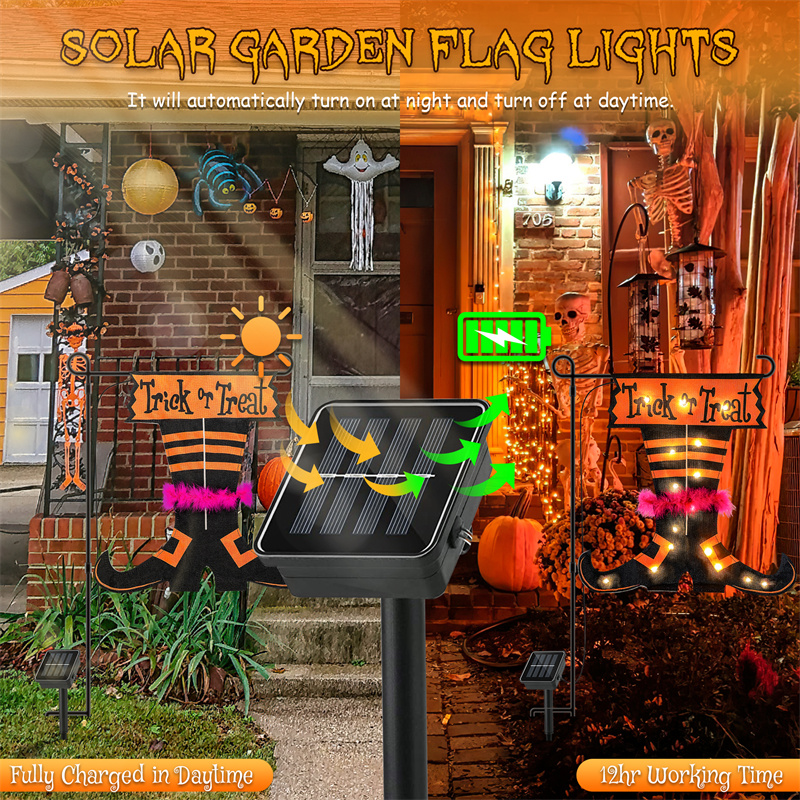 Trick Or Treat Solar Graden Flag Lights 