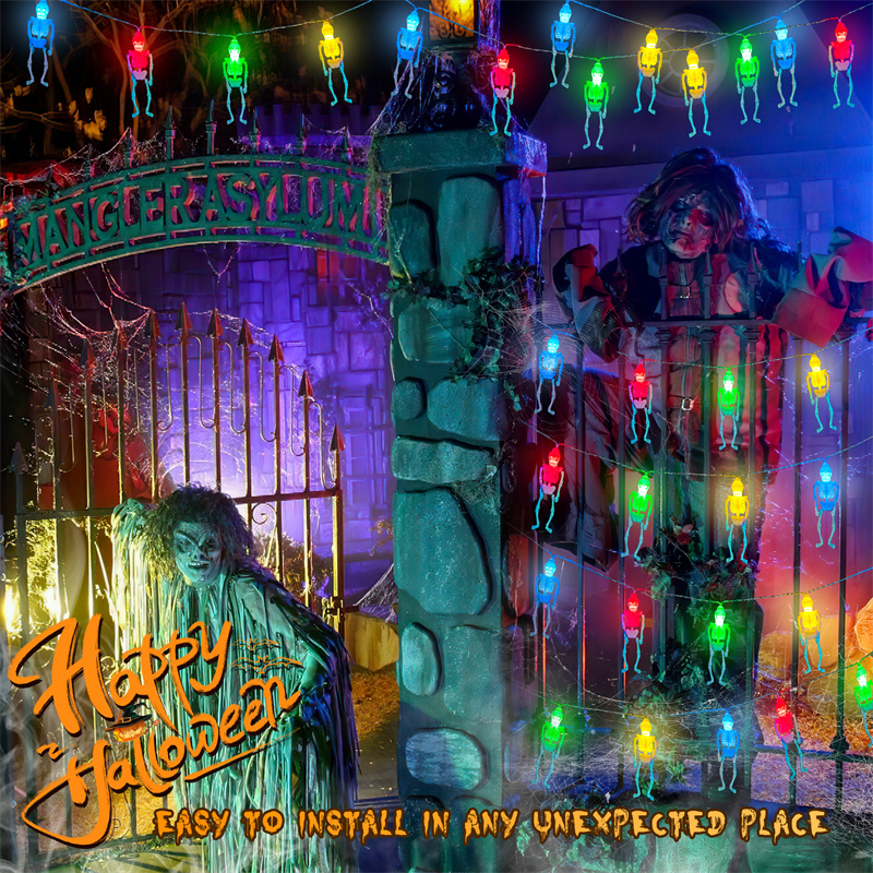 10 Ft 20 LED Skeletons Halloween Lights