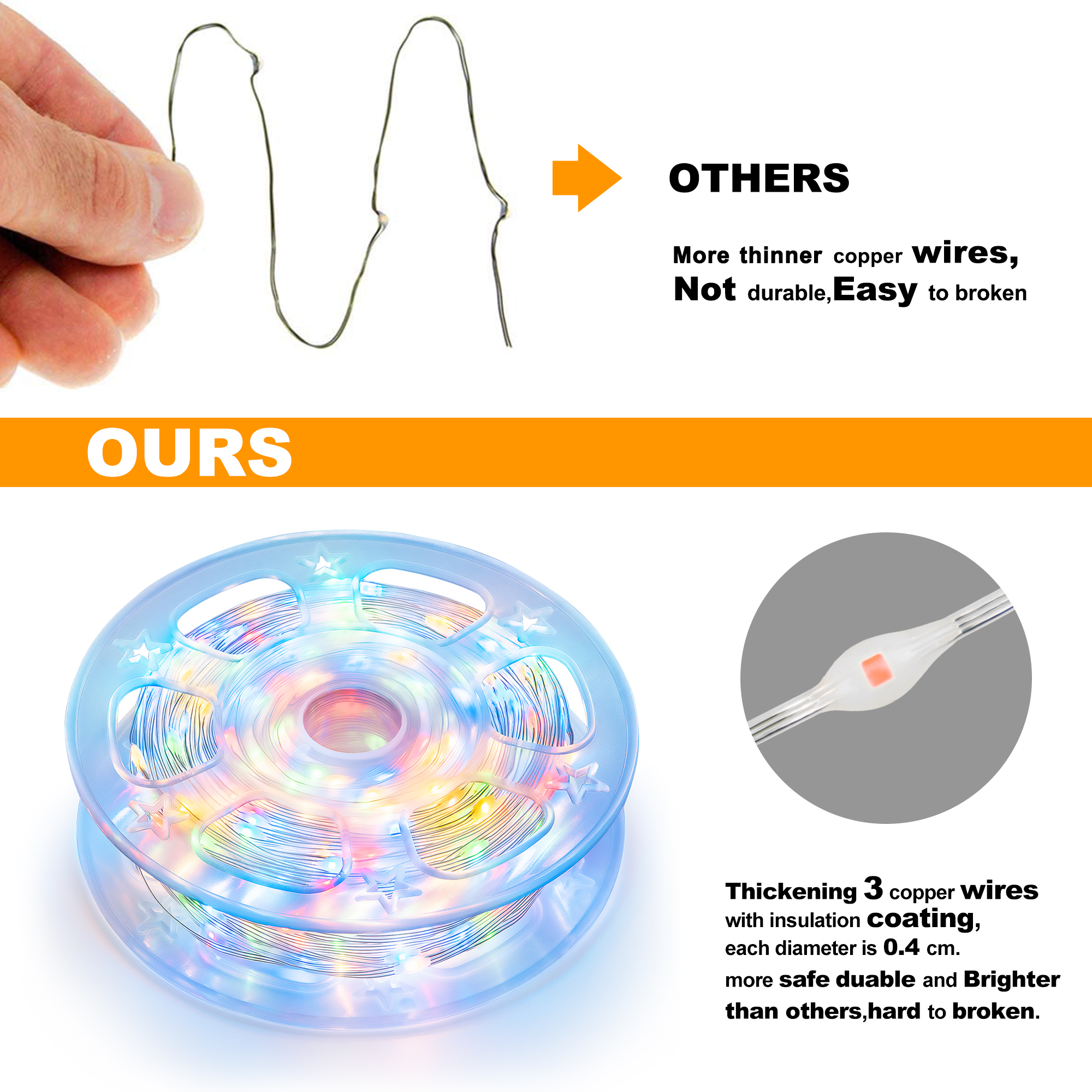 164Ft Rubber Wire Fairy String Lights