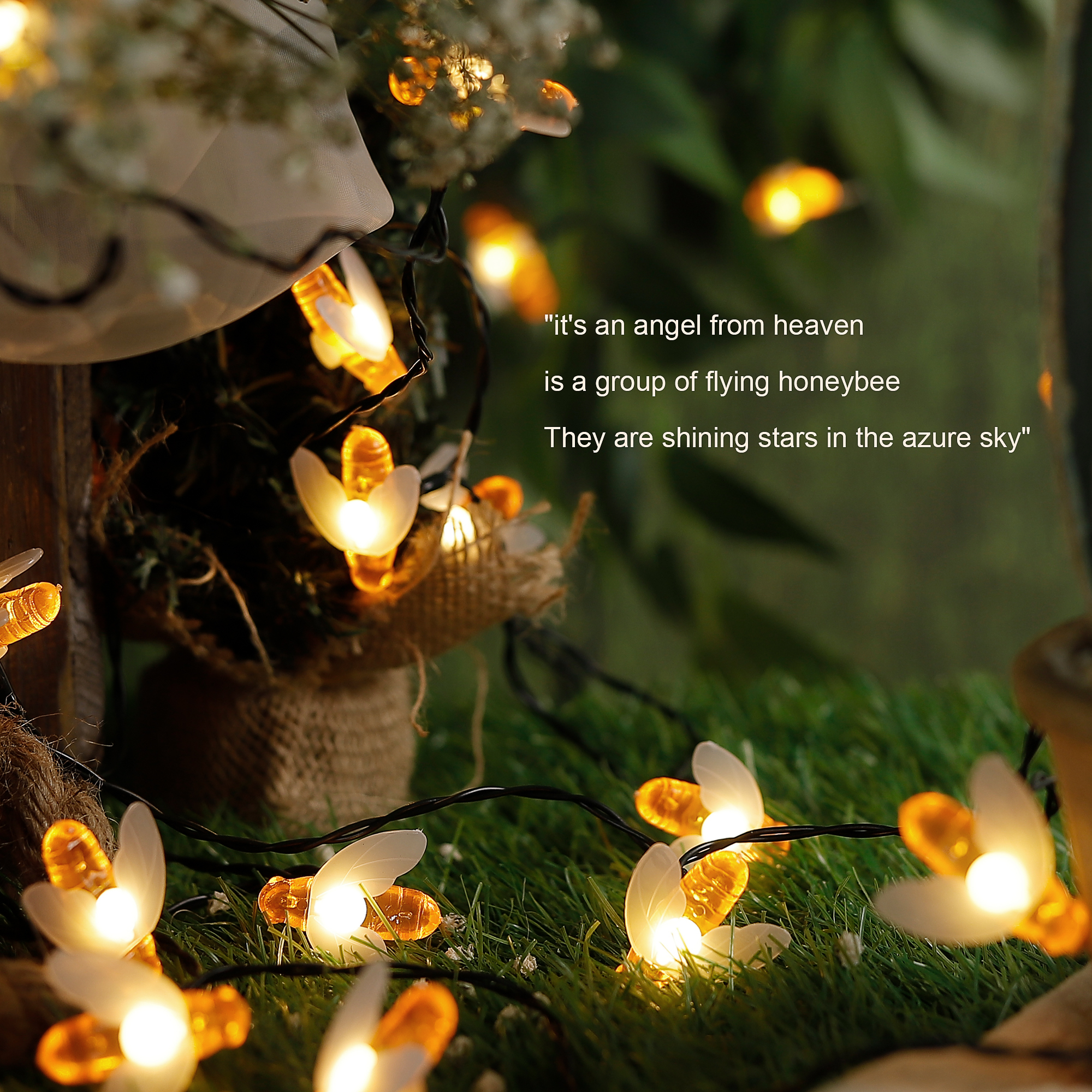 30LED Waterproof Solar Bee String Lights