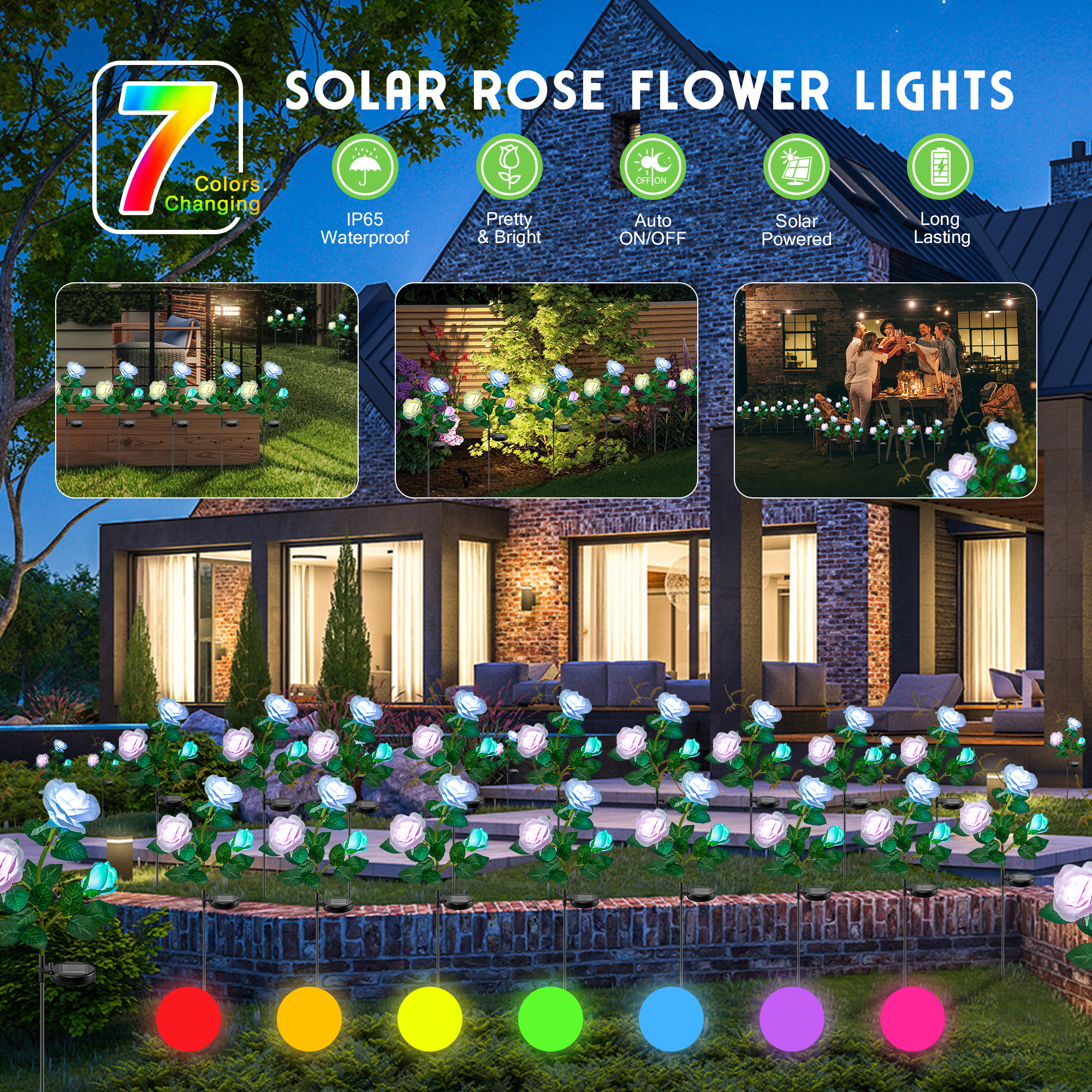 Solar Rose Flower Lights