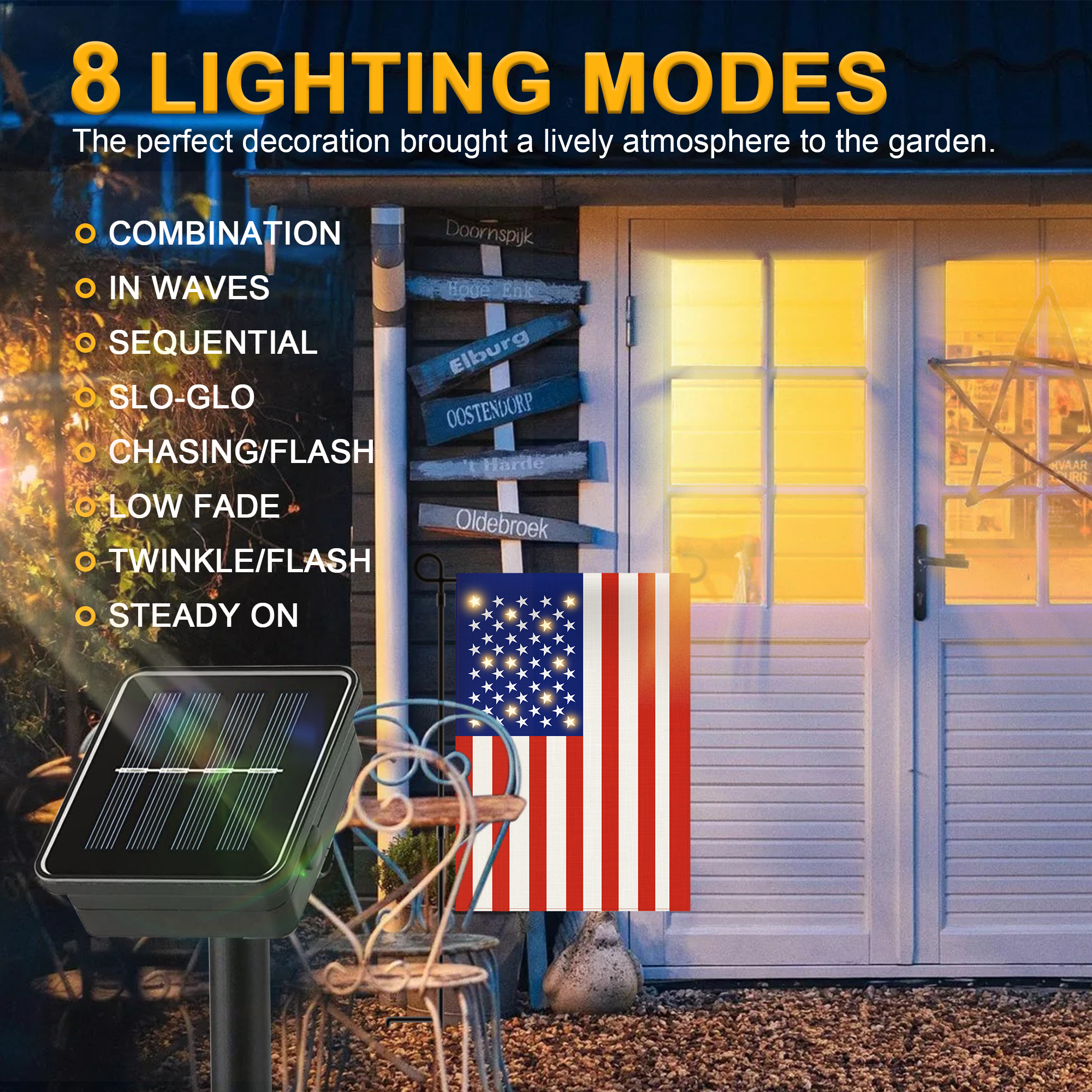 Solar Panel Americian Garden FlagSolar Panel Americian Garden Flag