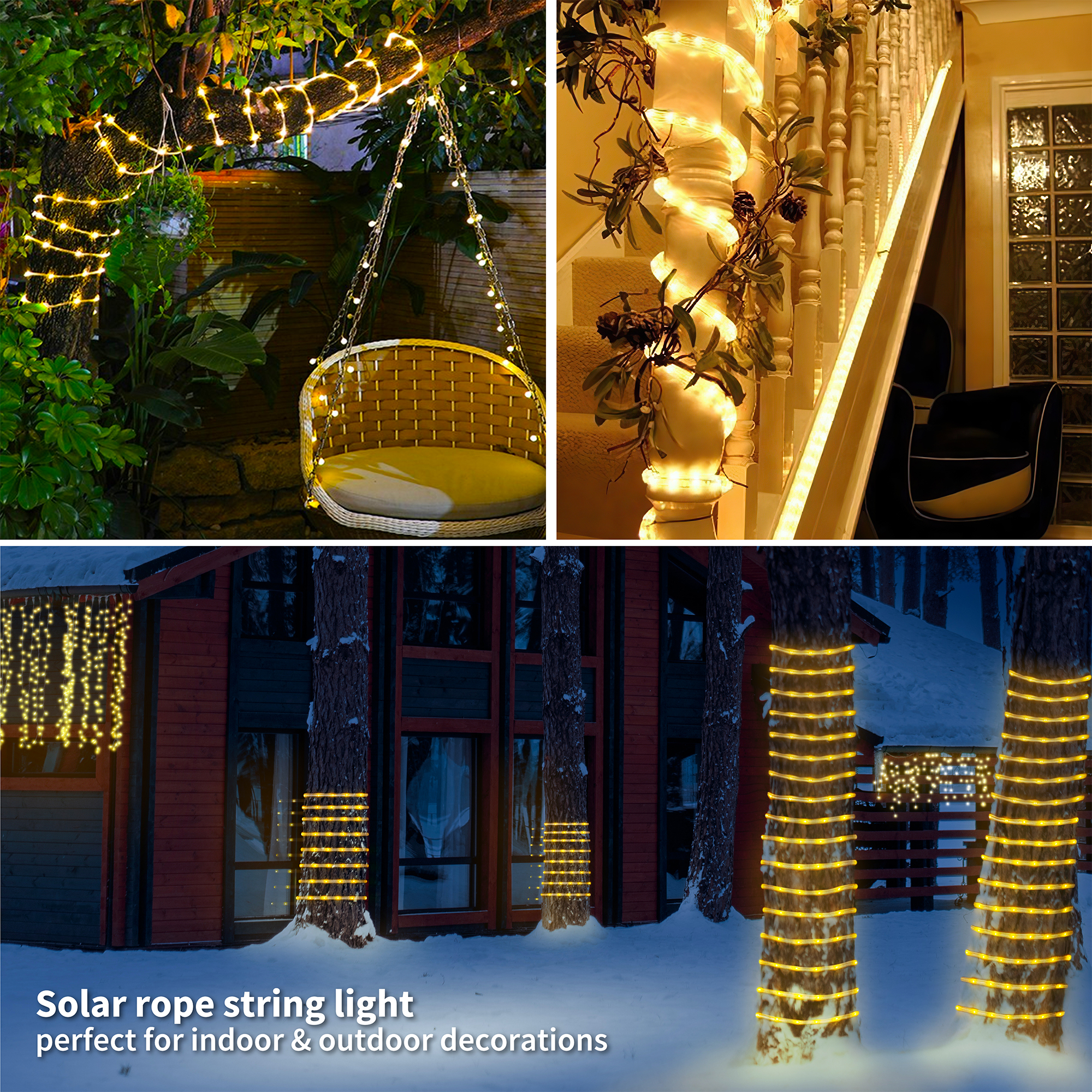 Copper Wire Pipe Twinkling Solar String Lights