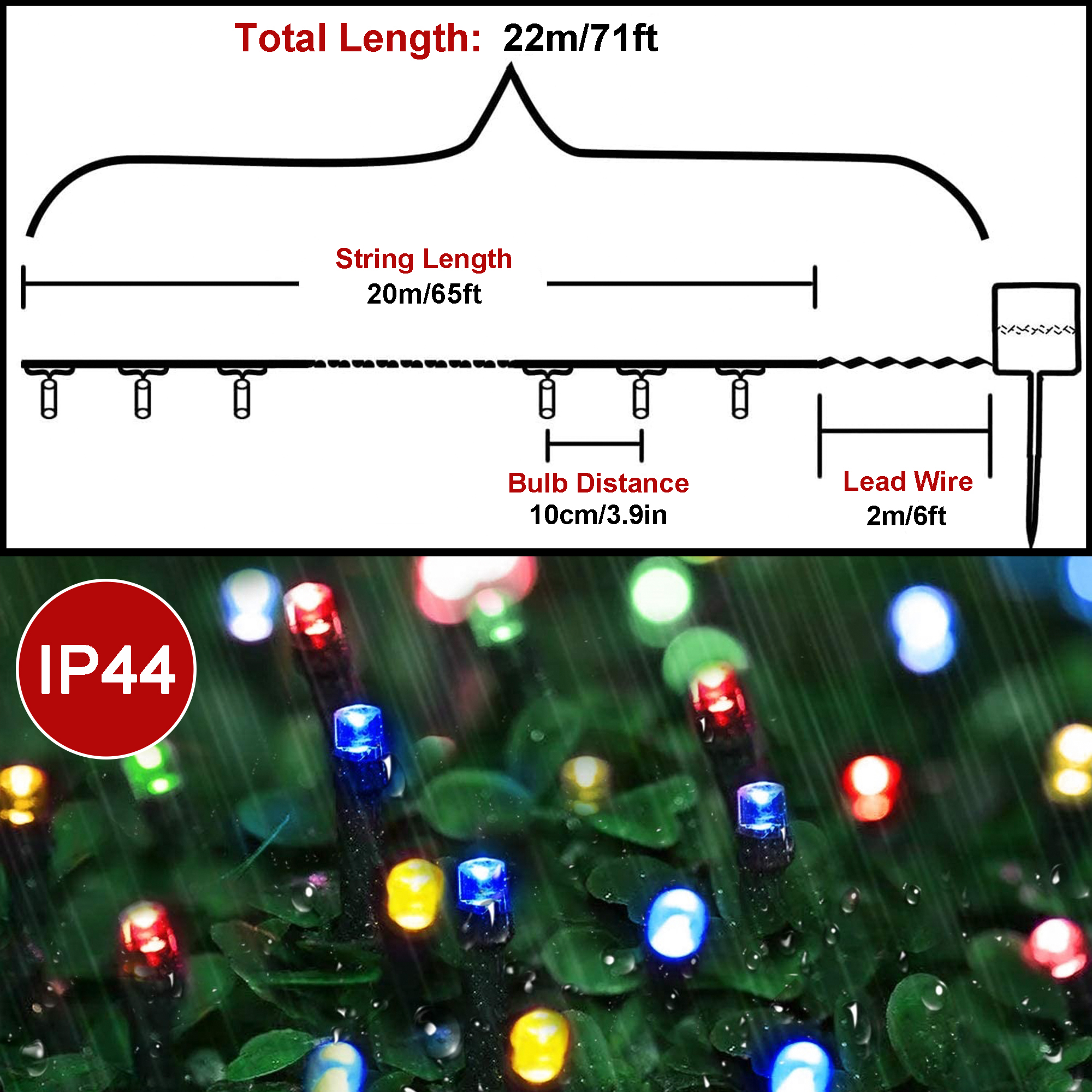 200 LED Christmas Solar String Lights