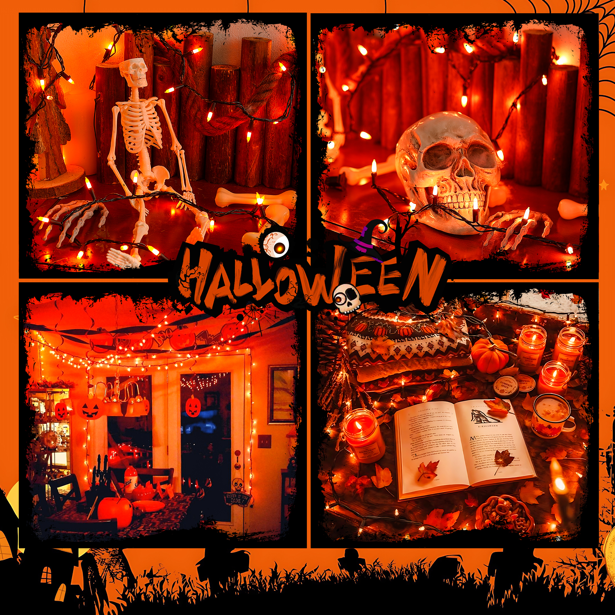 Mini Halloween Lights with Black Wire