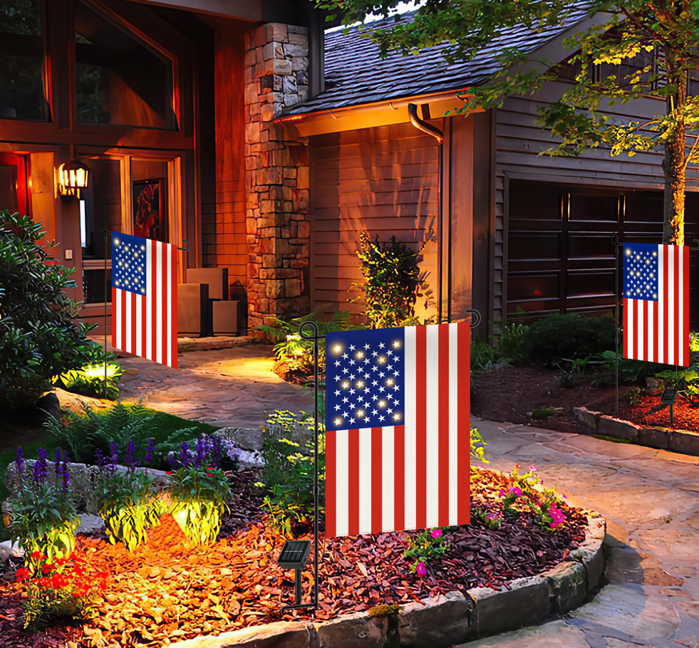 Solar Panel Americian Garden Flag
