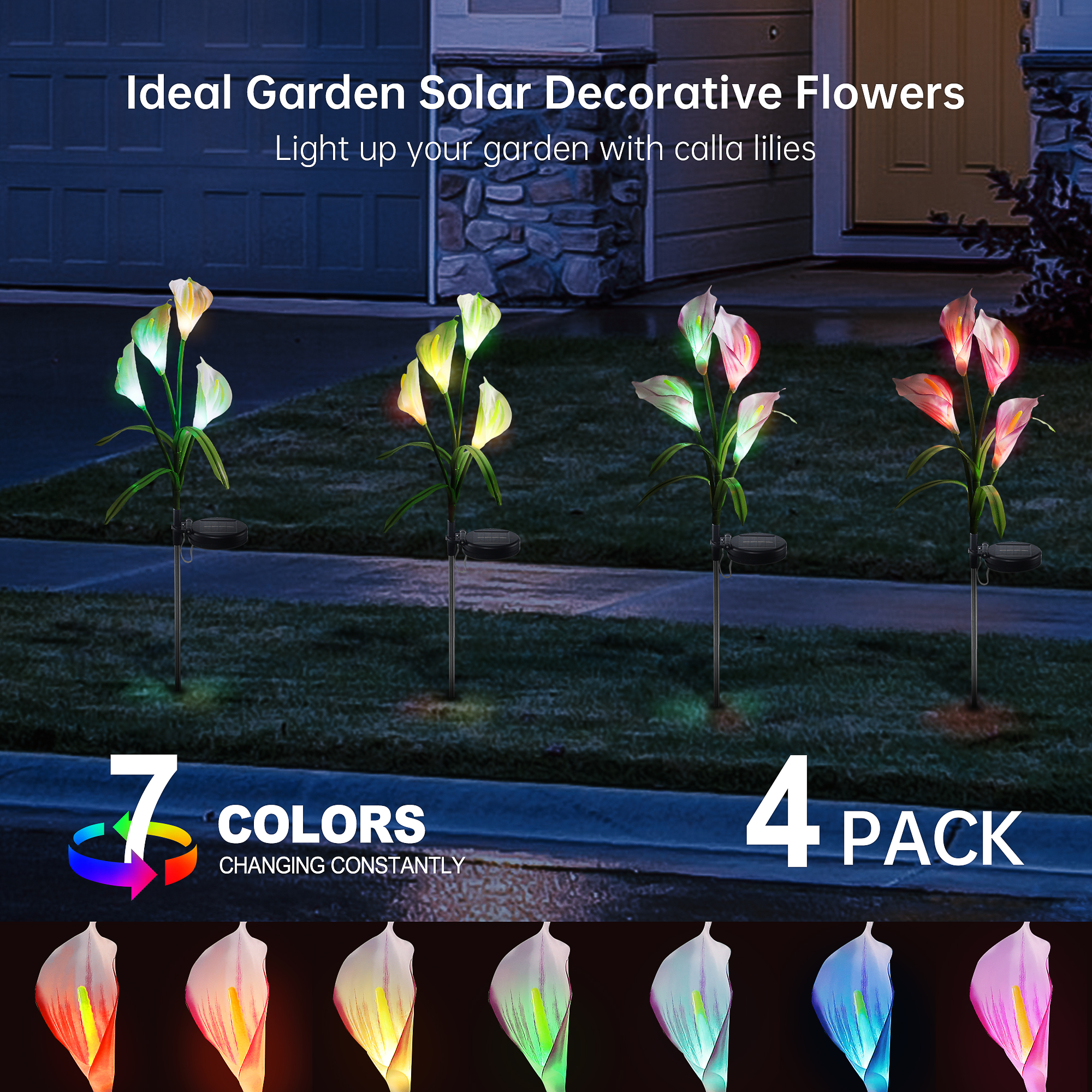 7 Color Calla Lily Solar Flower Lights