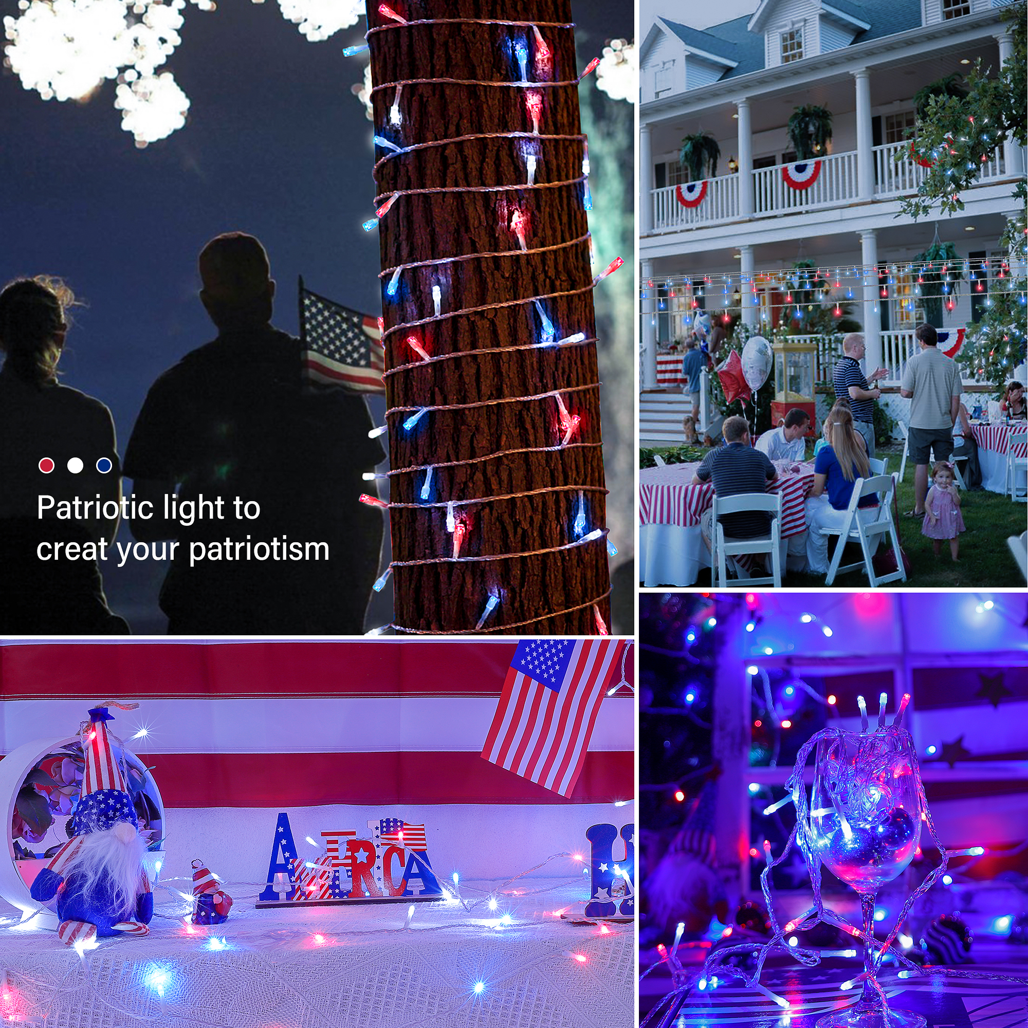 8Modes Independence Day Decor String Lights