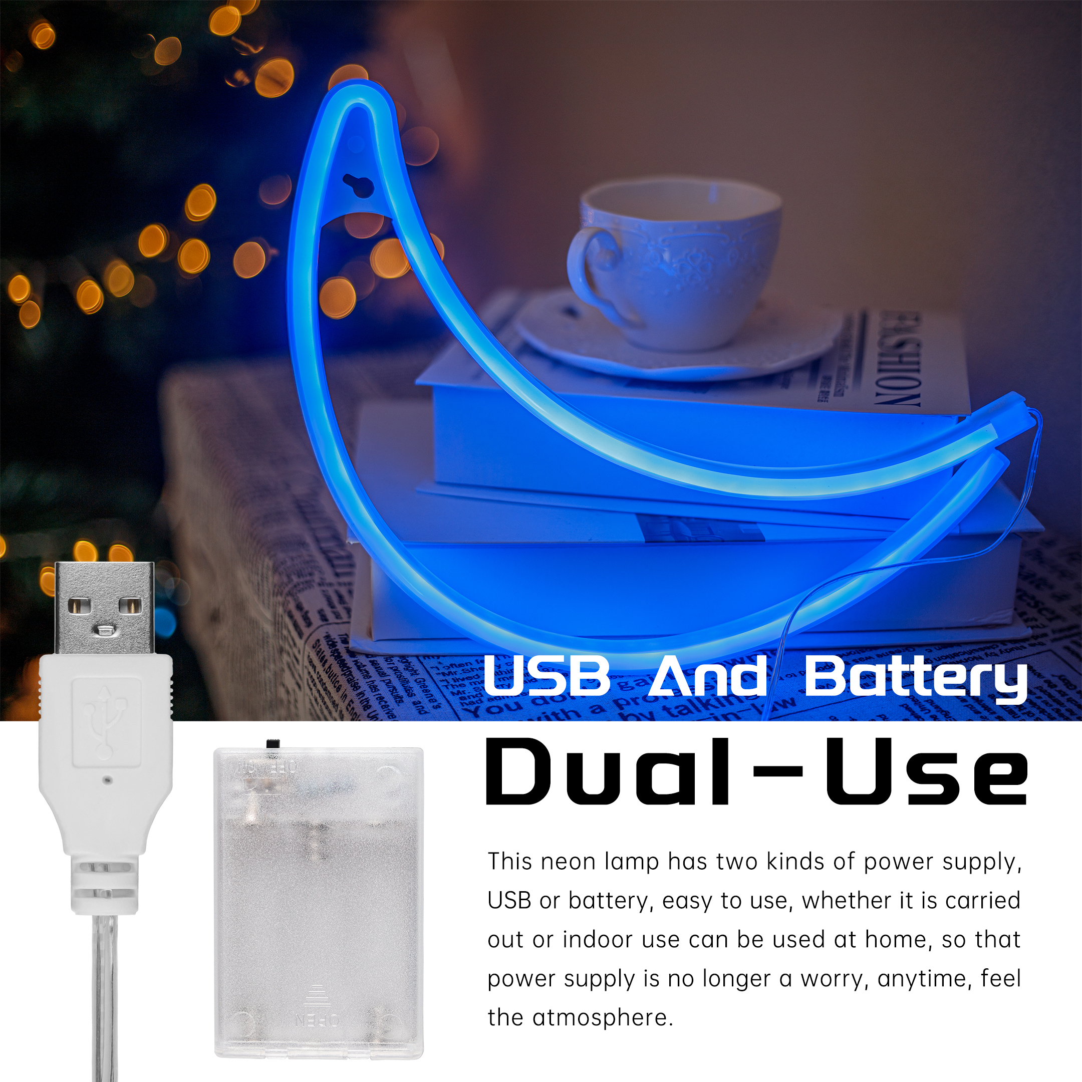 Blue Moon Decoration Neon Light Signs 