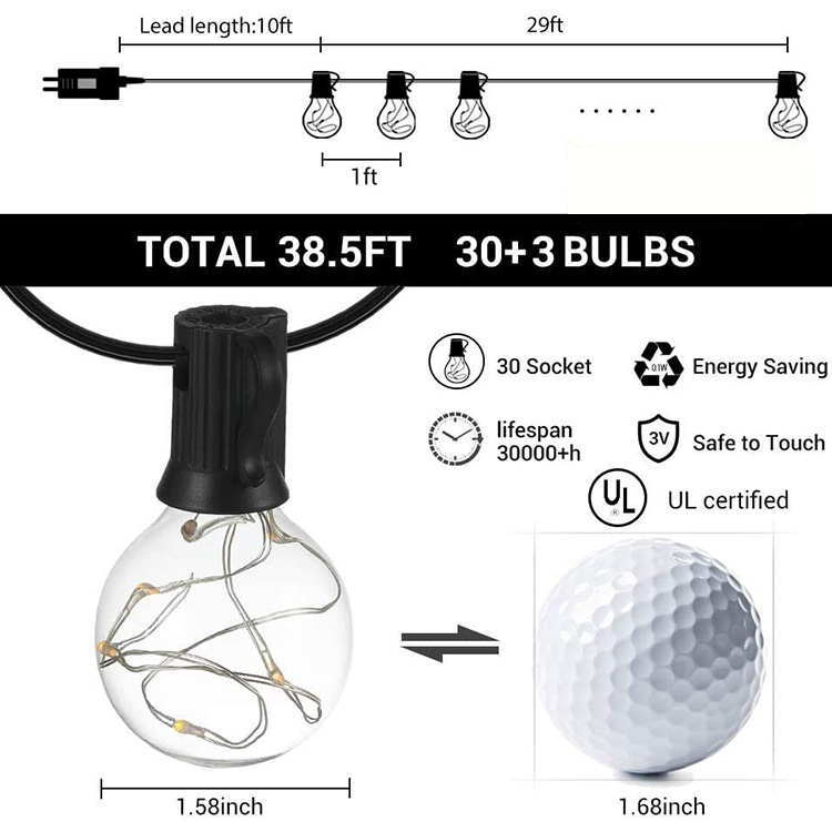Copper Wire Bulbs 30 LED Patio Lights