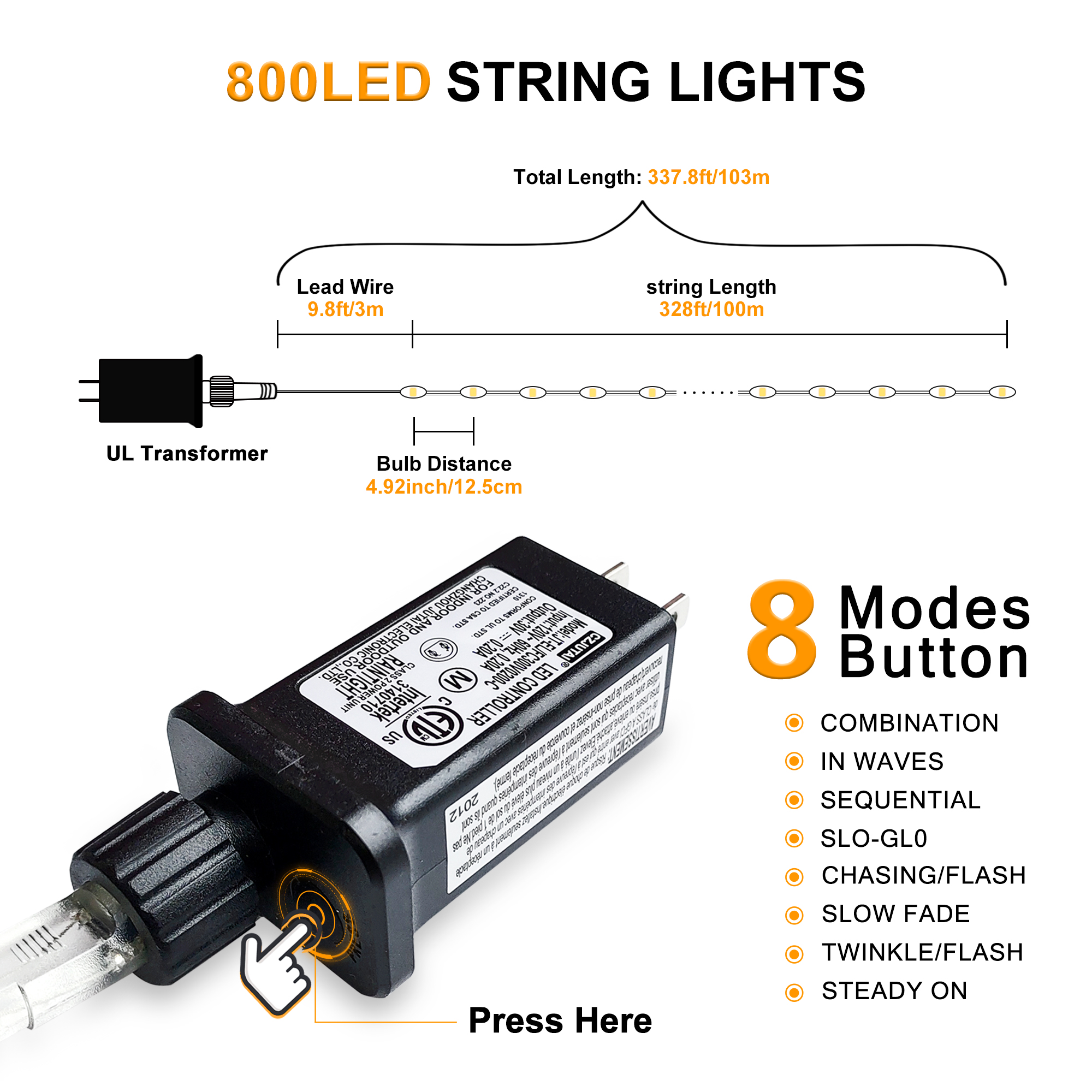 800LED Copper Wire Fairy Lights