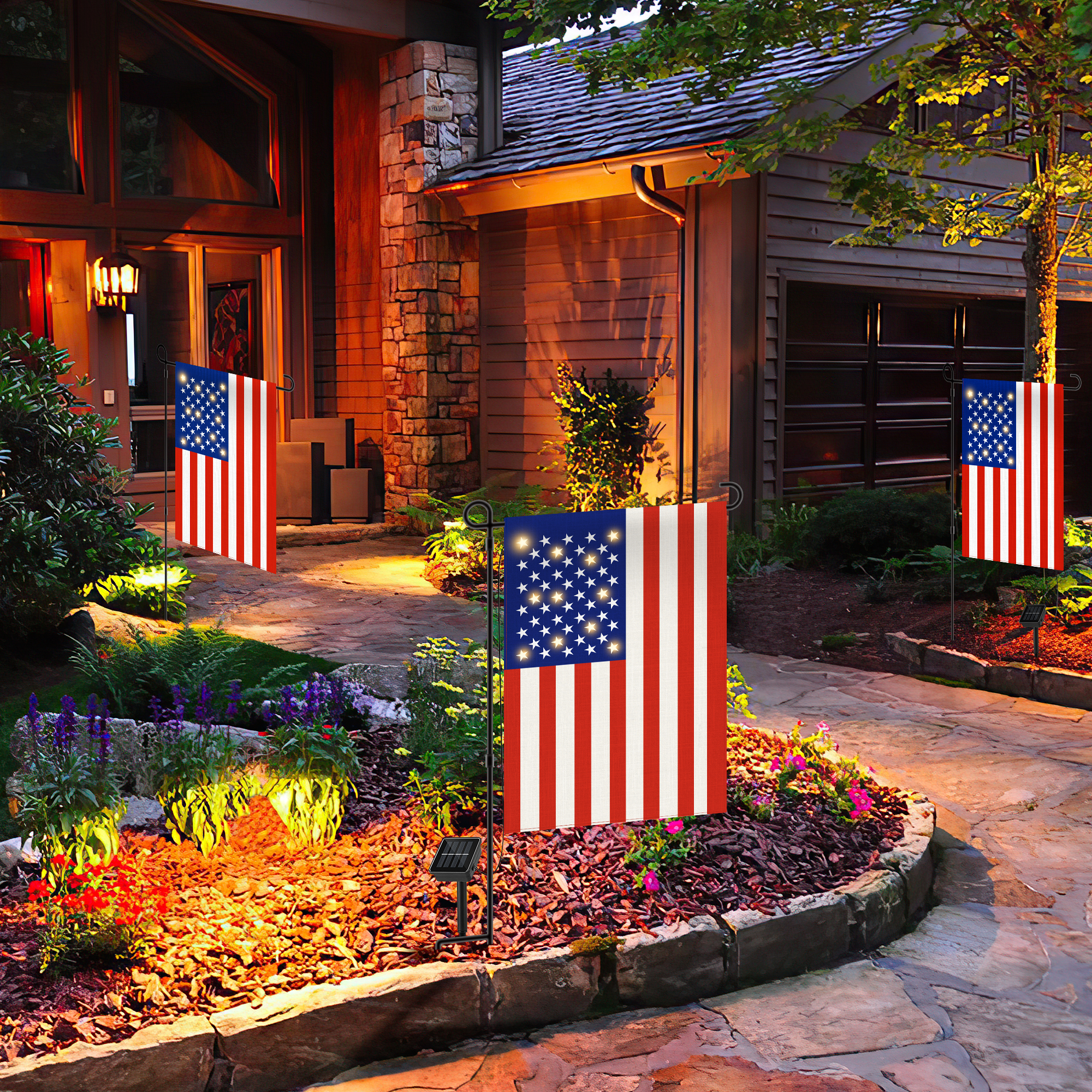Solar Panel Americian Garden Flag