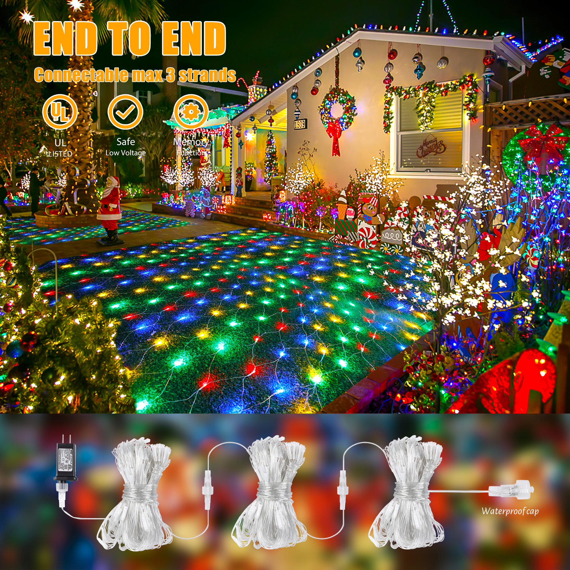 360 LED Multicolor Net String Lights