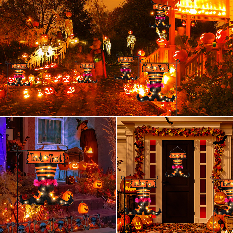 Trick Or Treat Solar Graden Flag Lights 