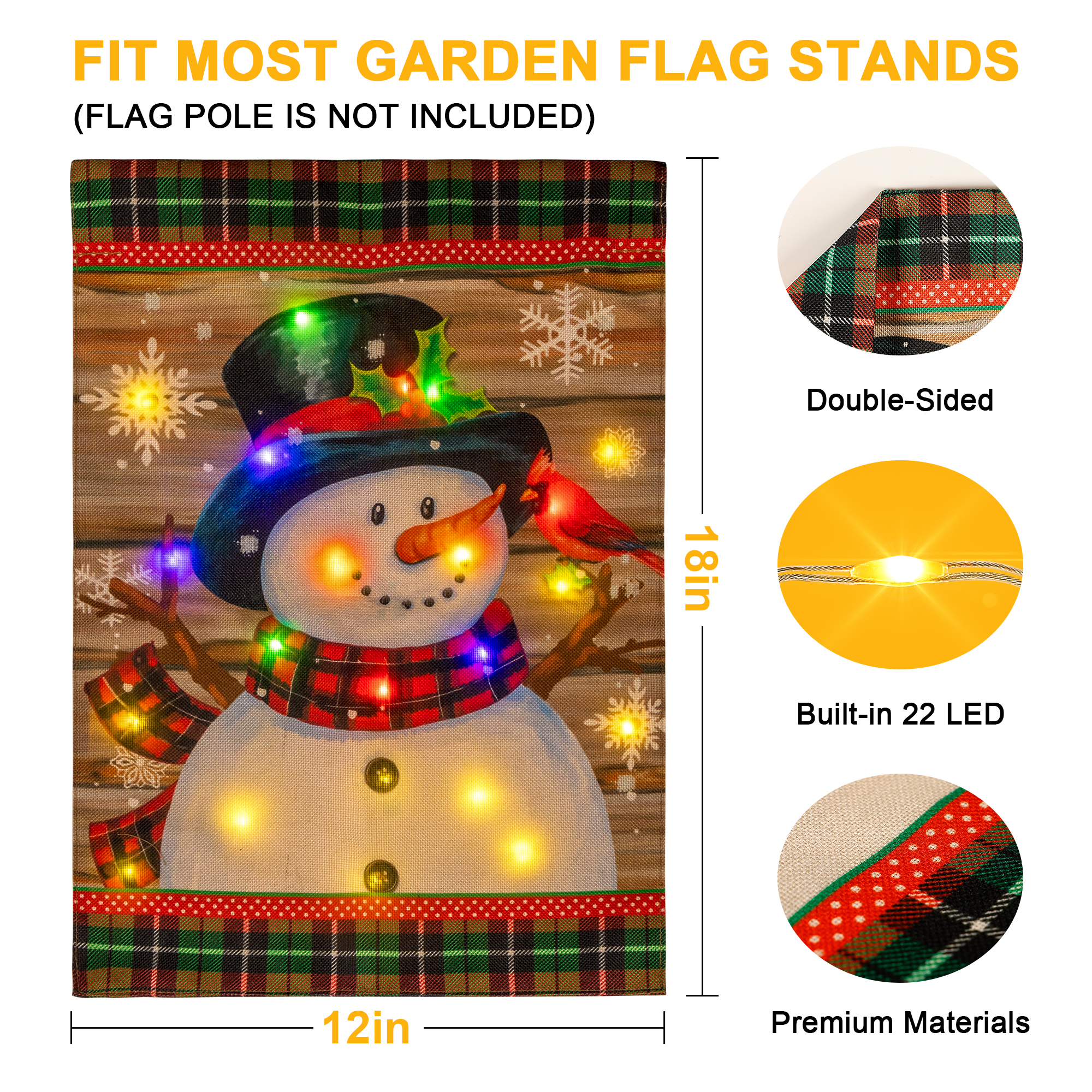 LED Christmas Snowman Garden Flag