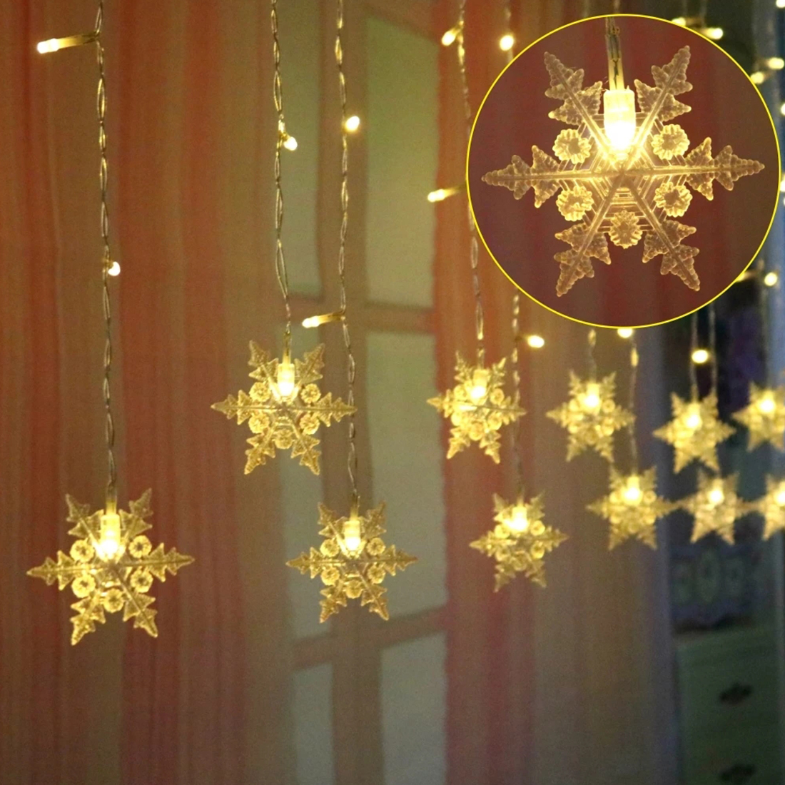 4M Led Snowflake Fairy String Lights