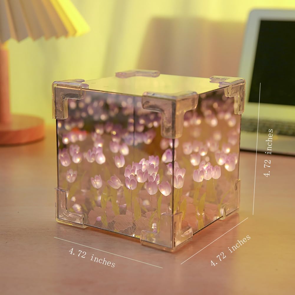 DIY Tulip Cube Mirror Lamp Size Picture