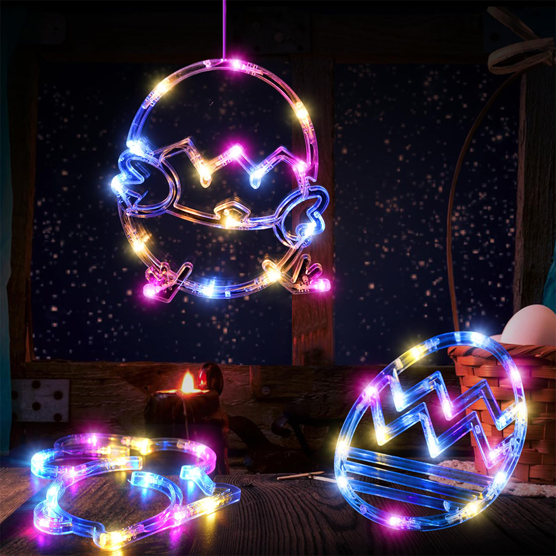 Multicolor Easter LED Hanging Window Lights