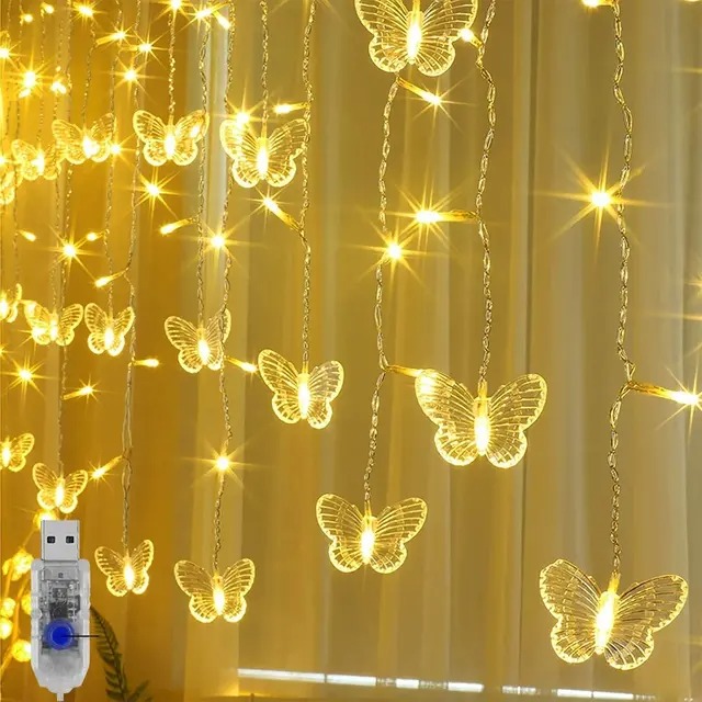 sheer curtains with lights