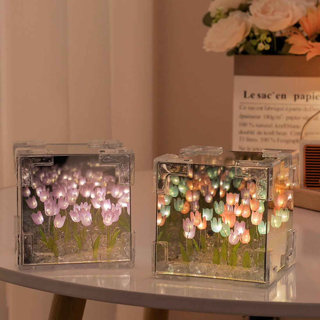 DIY Tulip Cube Mirror Lamp