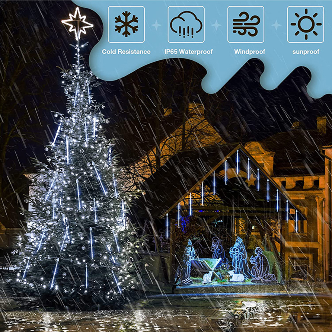 Led Meteor Shower Christmas Rain Lights