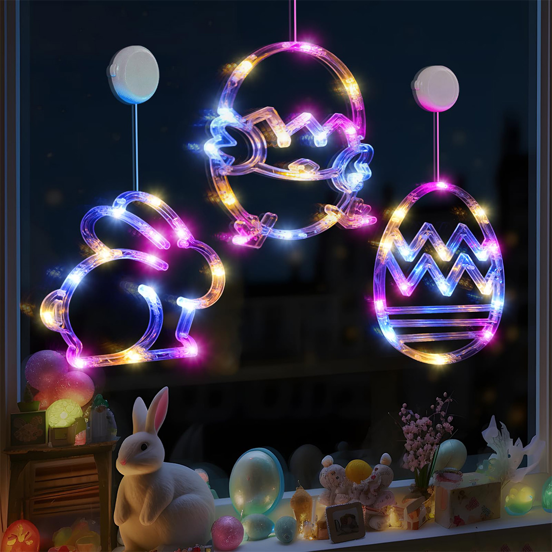 Multicolor Easter LED Hanging Window Lights