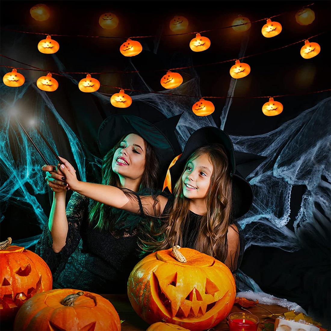 Halloween Decoration Pumpkin Lantern String Lights Scene Picture