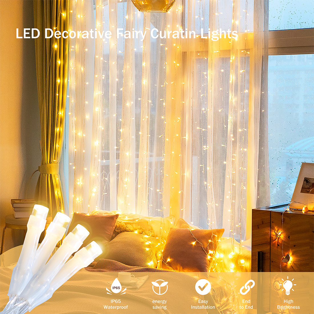 Waterfall Fairy Curtain String Lights Introduce Picture