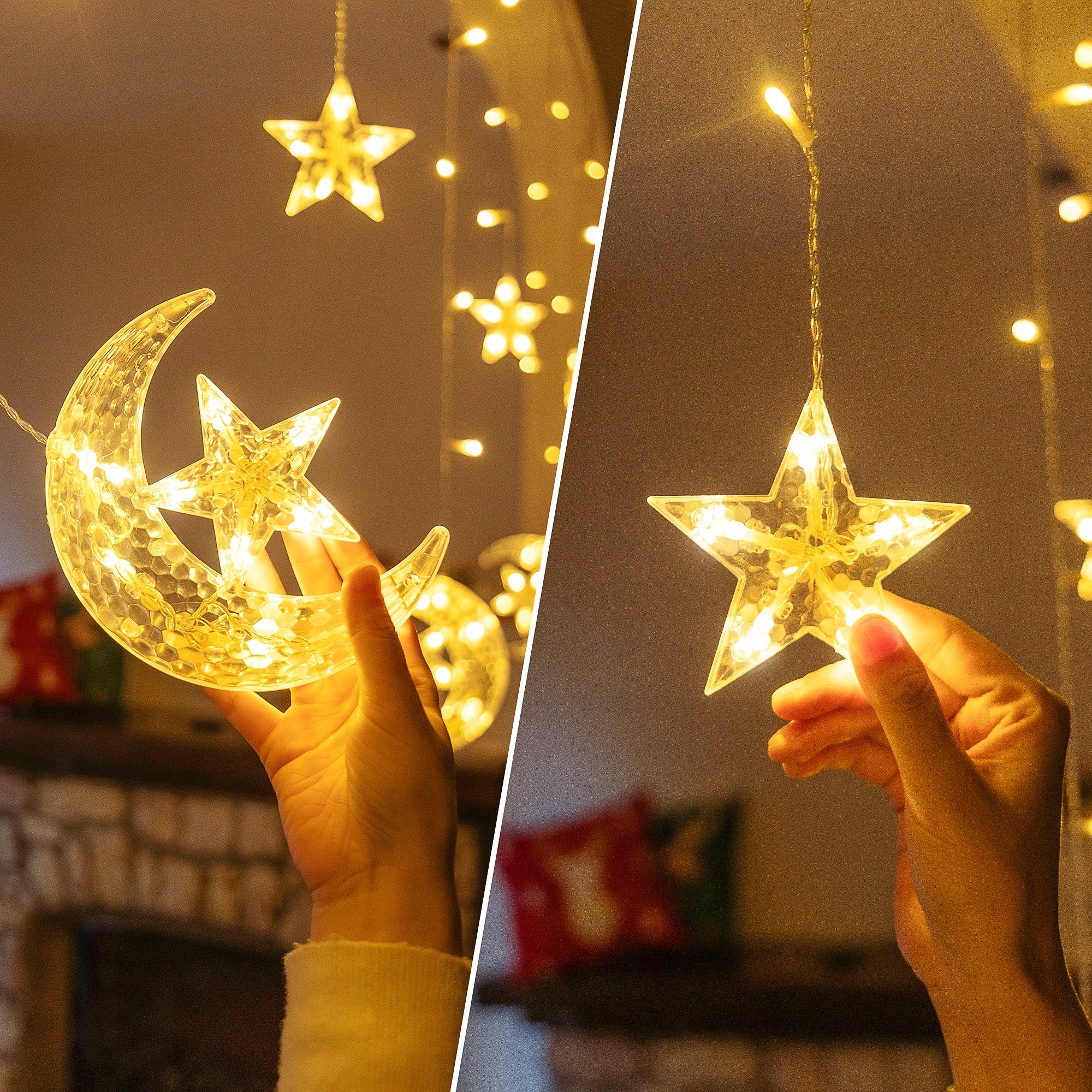 Star Wite Moon Curtain String Lights