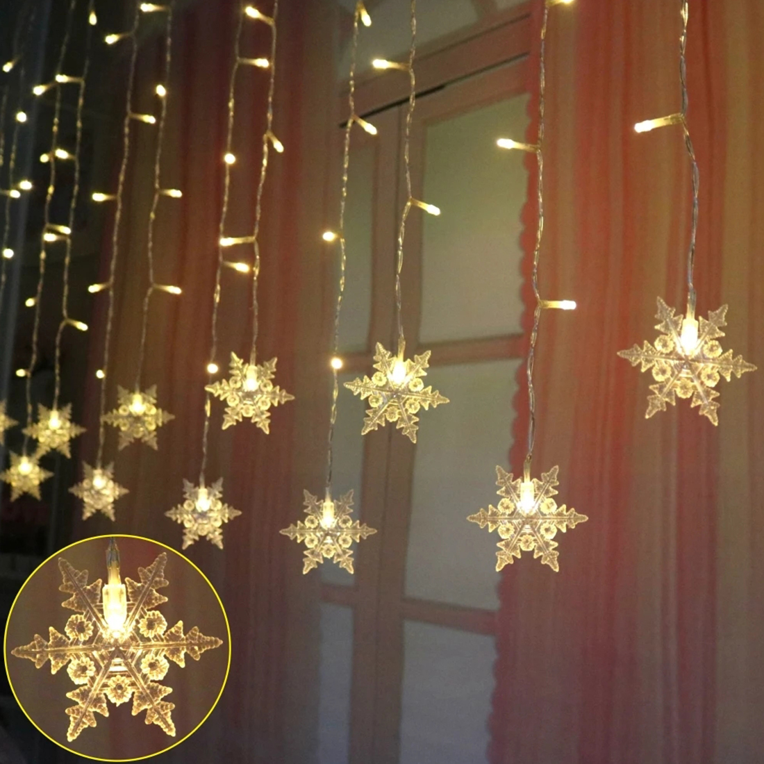 4M Led Snowflake Fairy String Lights