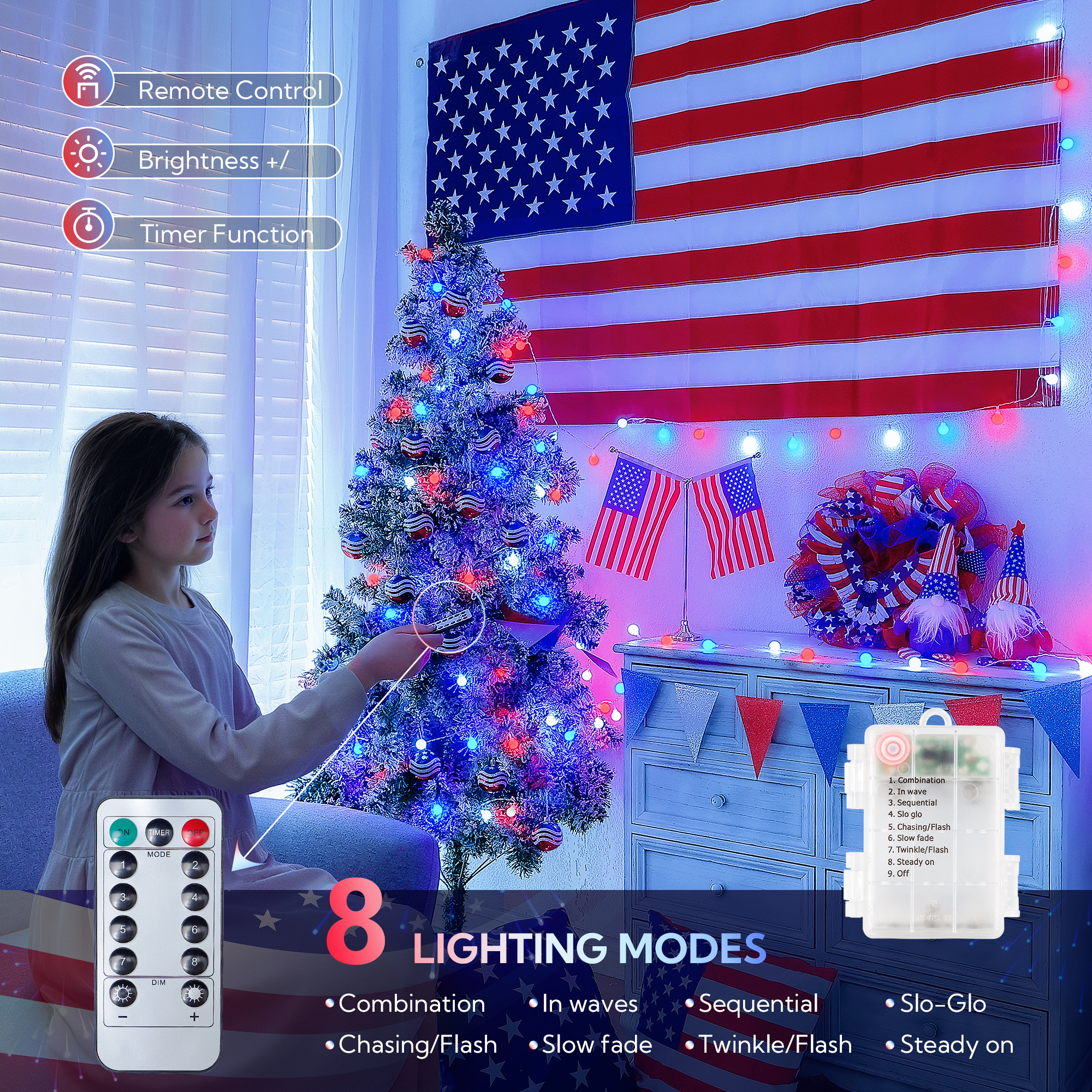 Independence Day Patriotic String Lights