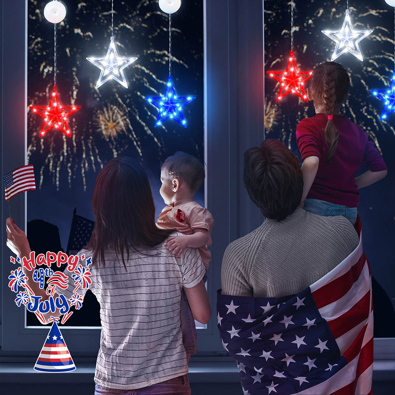 Patriotic Window Lights with Suction