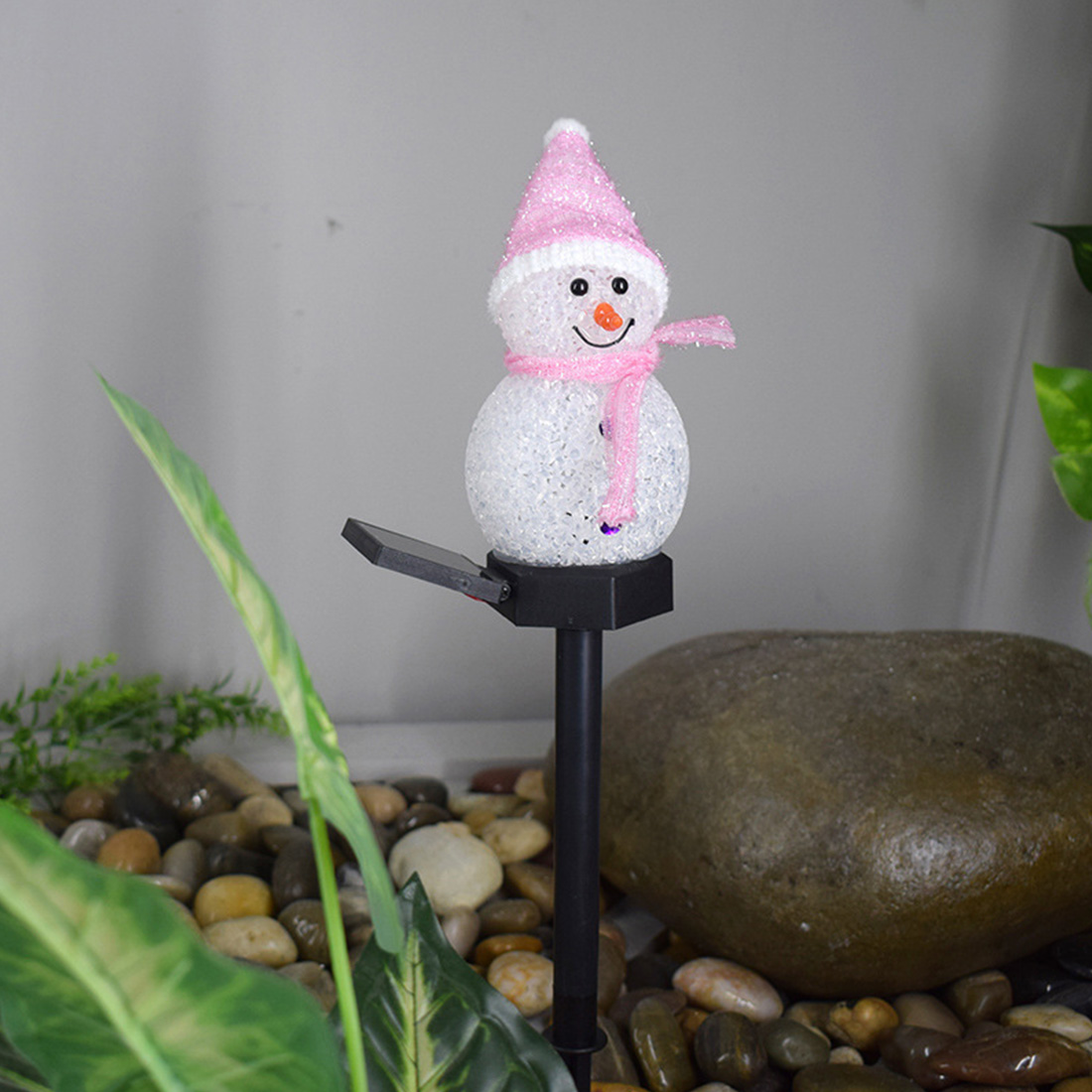 Solar Energy Snowman Stake Lights Picture