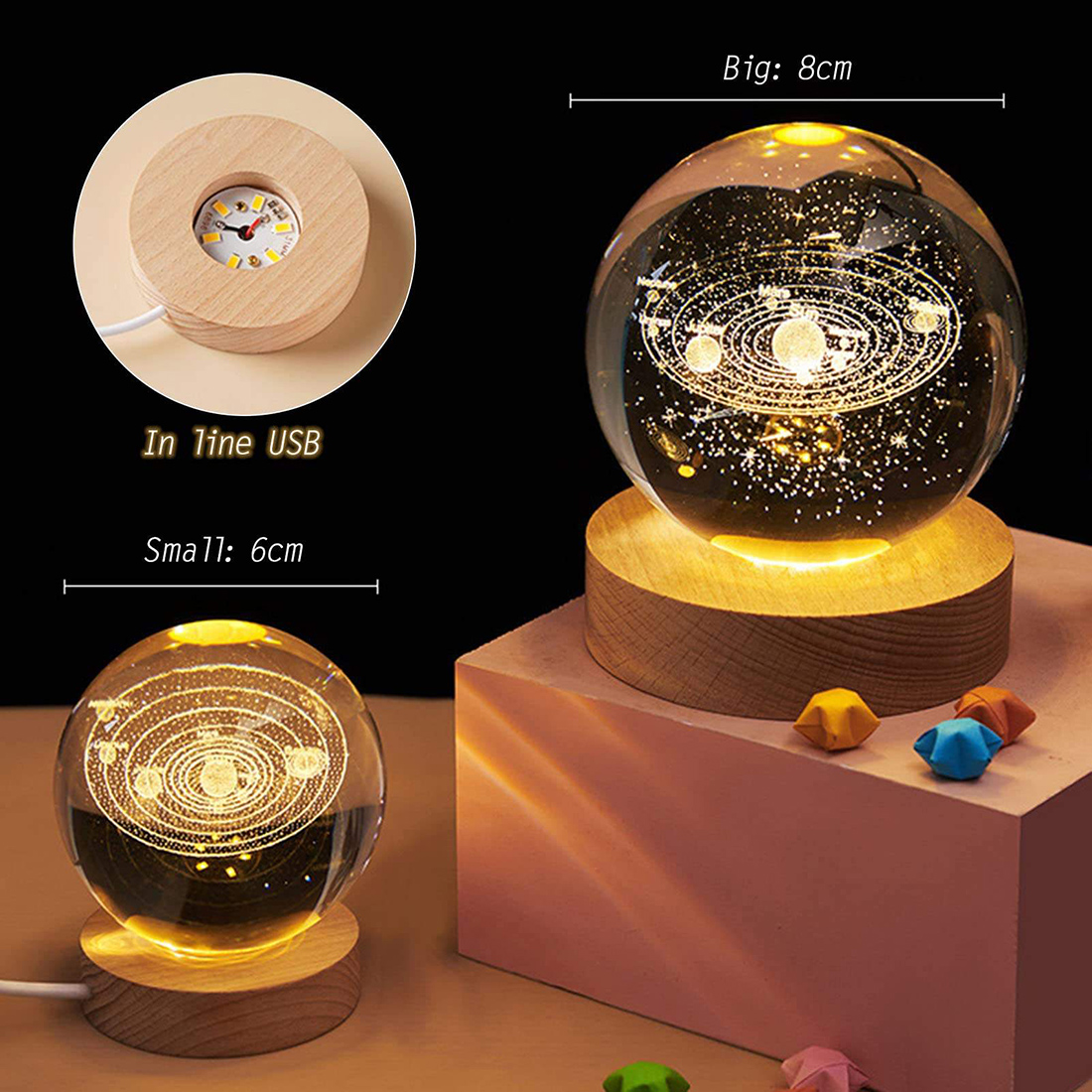 Room Decor Crystal Ball Night Lights